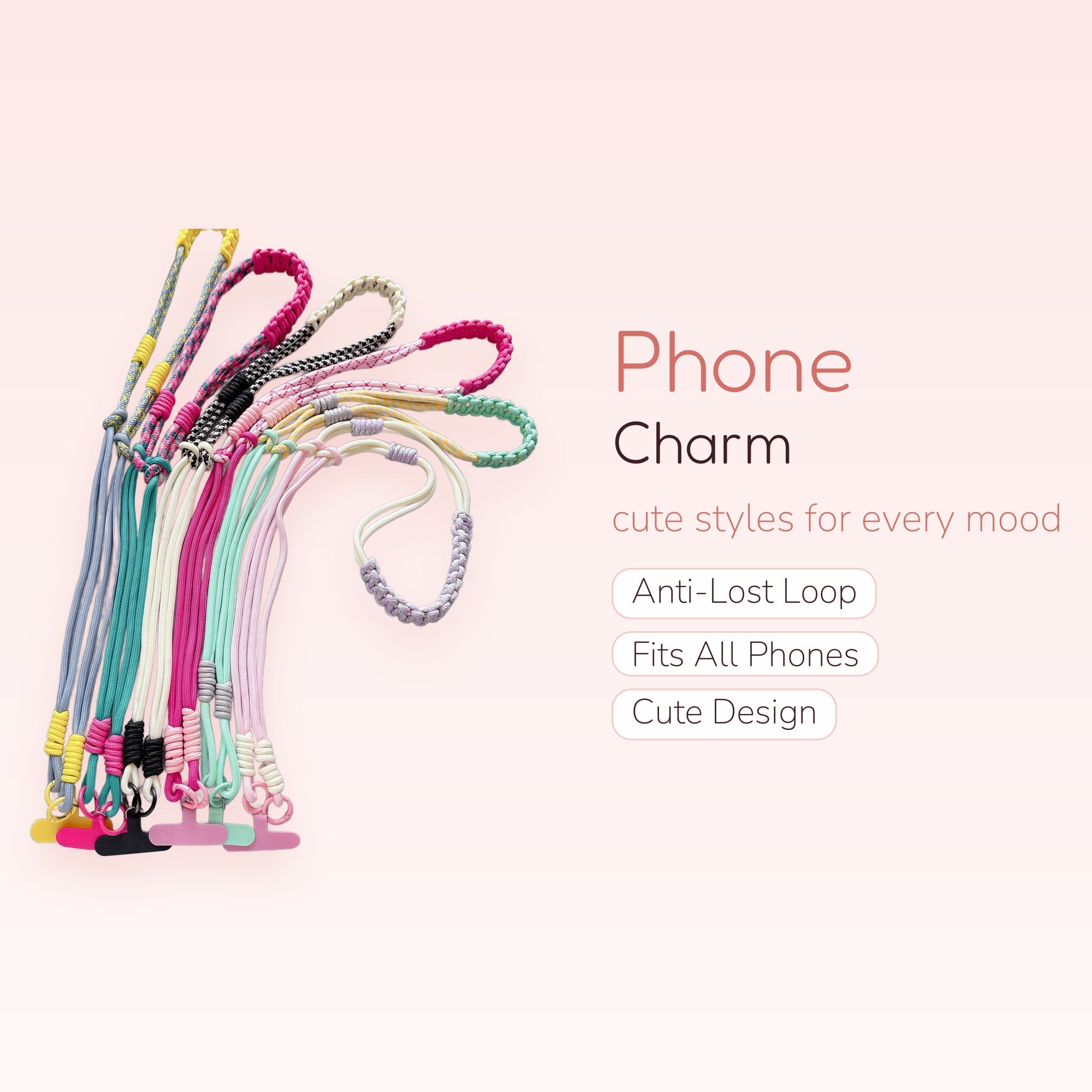 Colorful Braided Rope Phone Charm Lanyard | Aesthetic Crossbody Strap