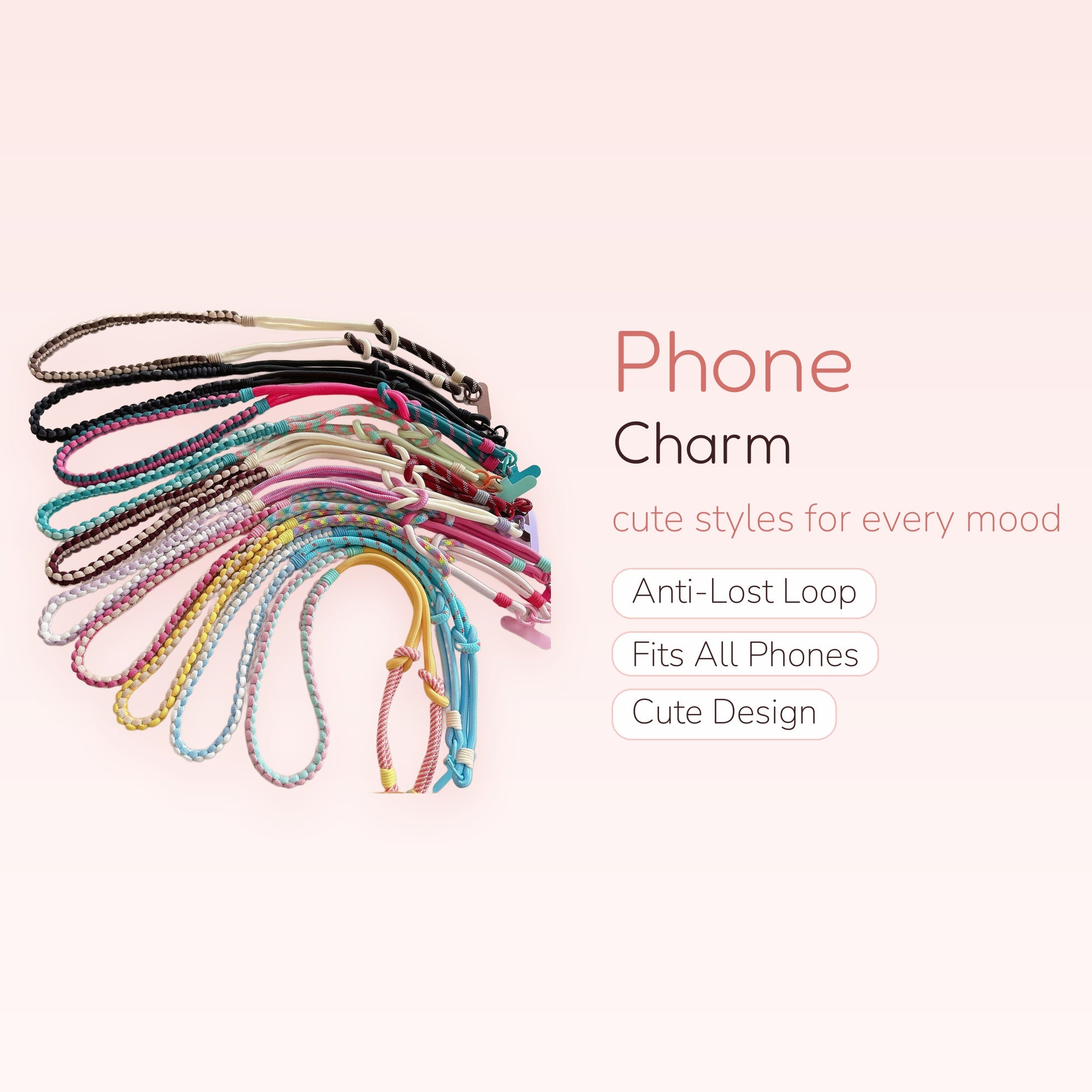 Braided Rope Phone Charm Lanyard | Colorful Woven Crossbody Strap