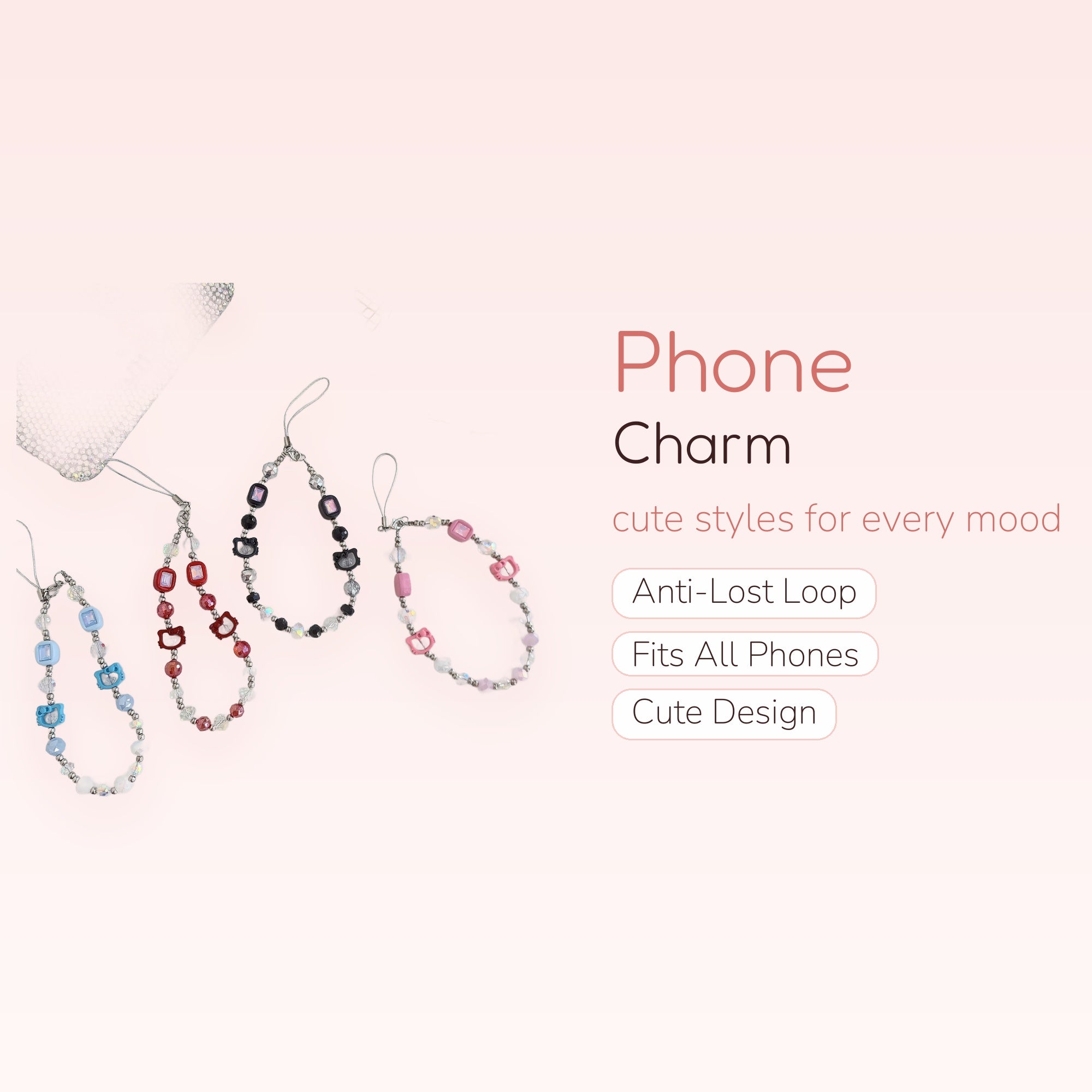 Kawaii Hello Kitty Beaded Phone Charm Straps | Cute Y2K Wrist Lanyards