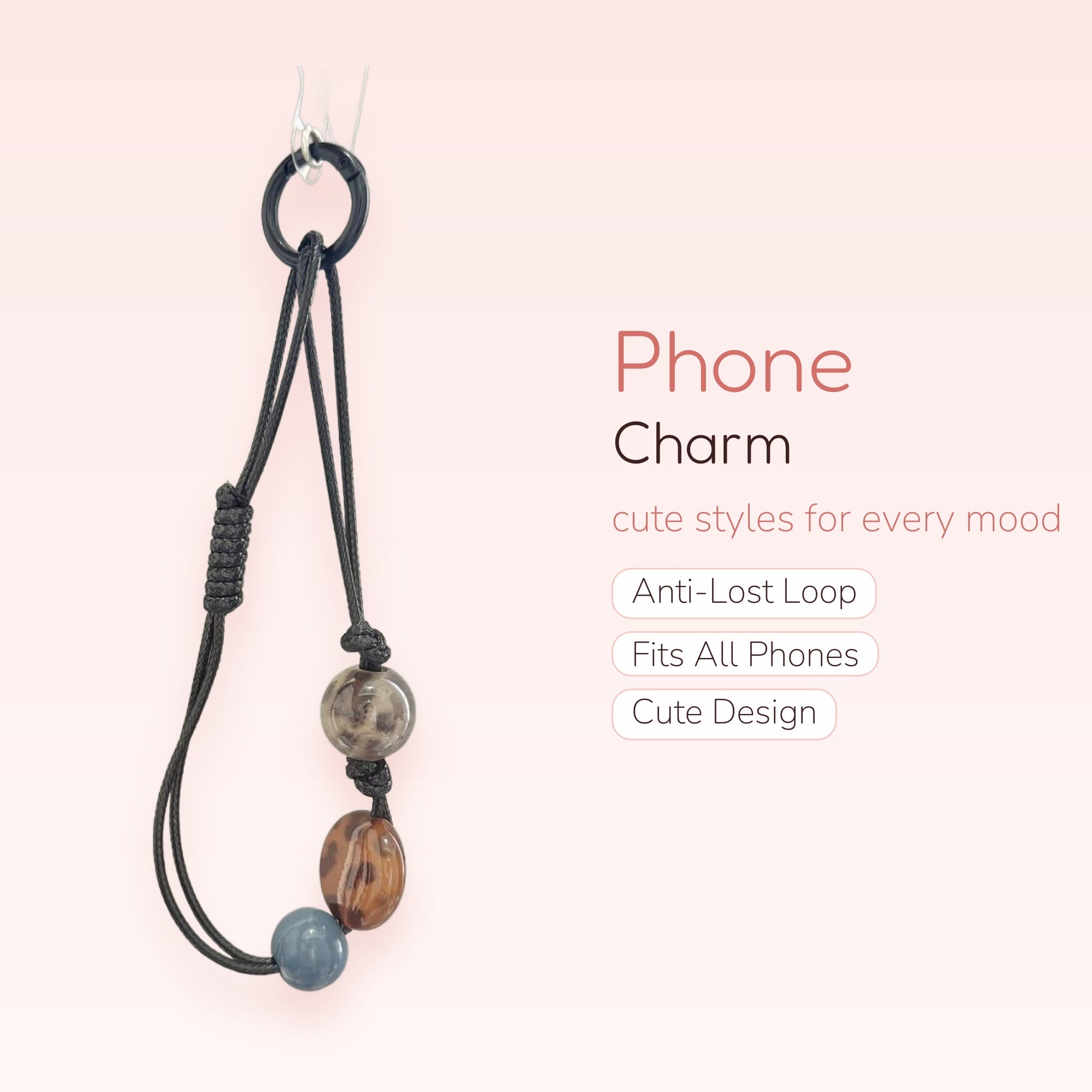 Aesthetic Beaded Phone Charm Strap | Earthy Toned Wrist Lanyard