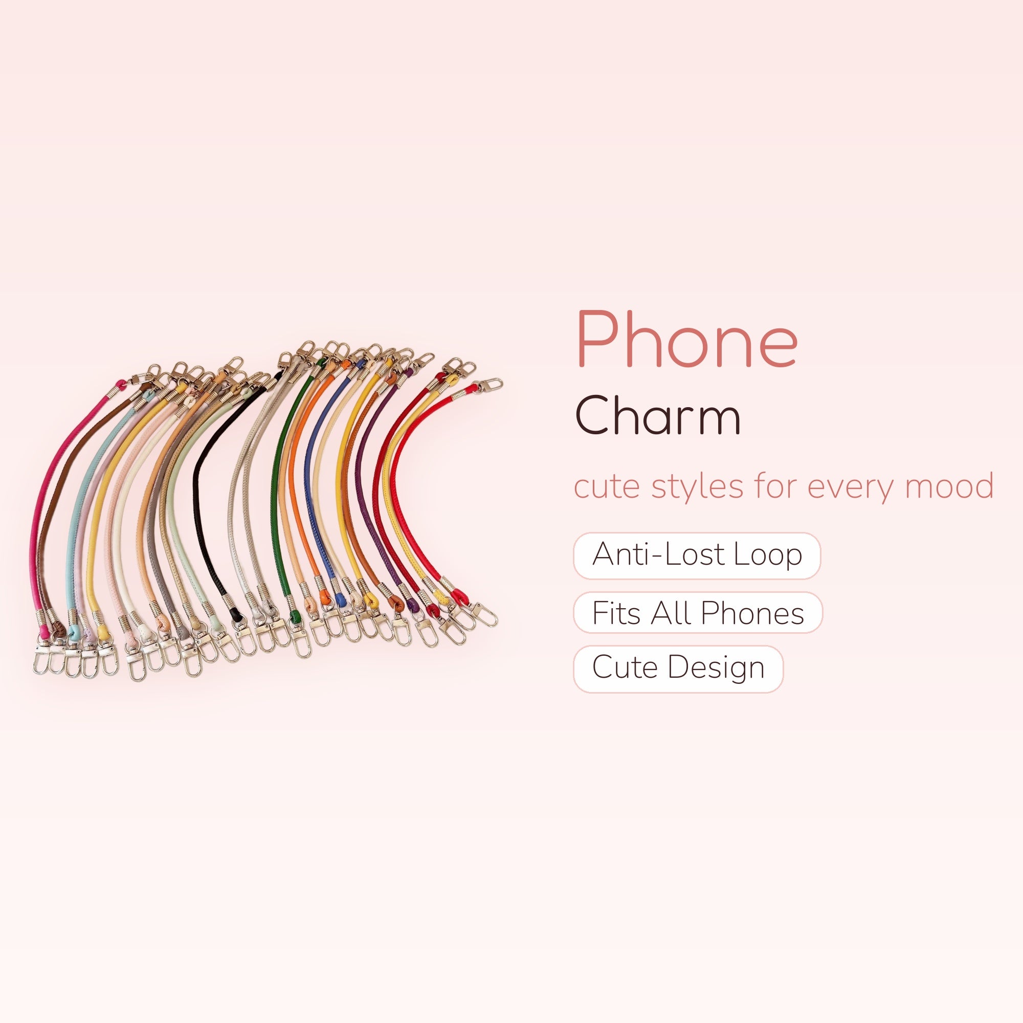 Colorful Braided Leather Phone Charm Straps | Aesthetic Wrist Lanyards with Silver Clasps