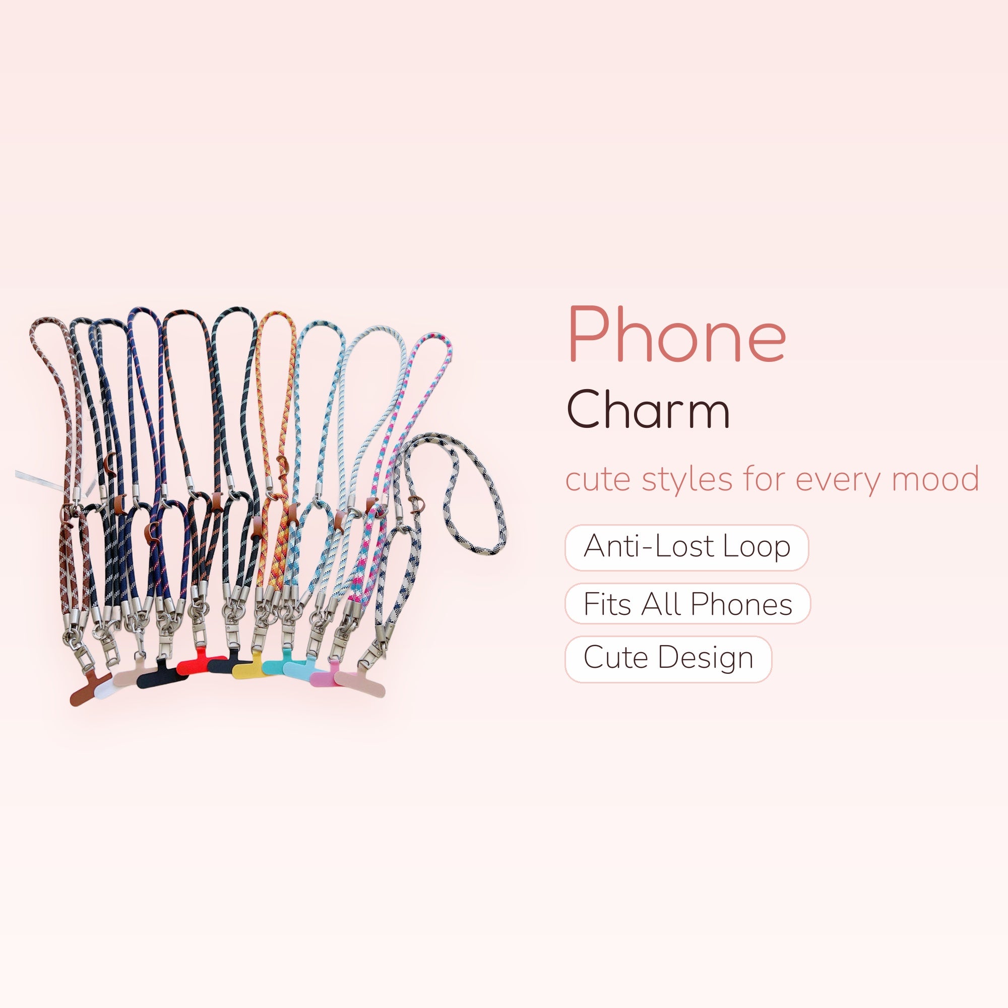 Colorful Braided Rope Phone Lanyard | Adjustable Crossbody Strap with Phone Tab
