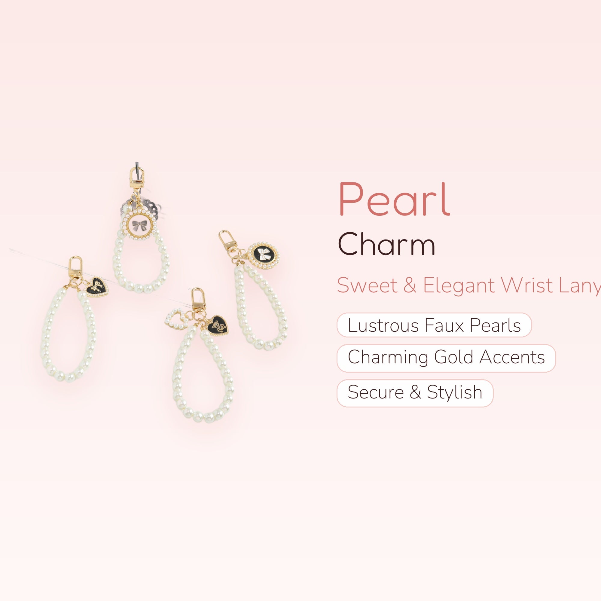Elegant Pearl Phone Charm Strap | Cute Wrist Lanyard Keychain