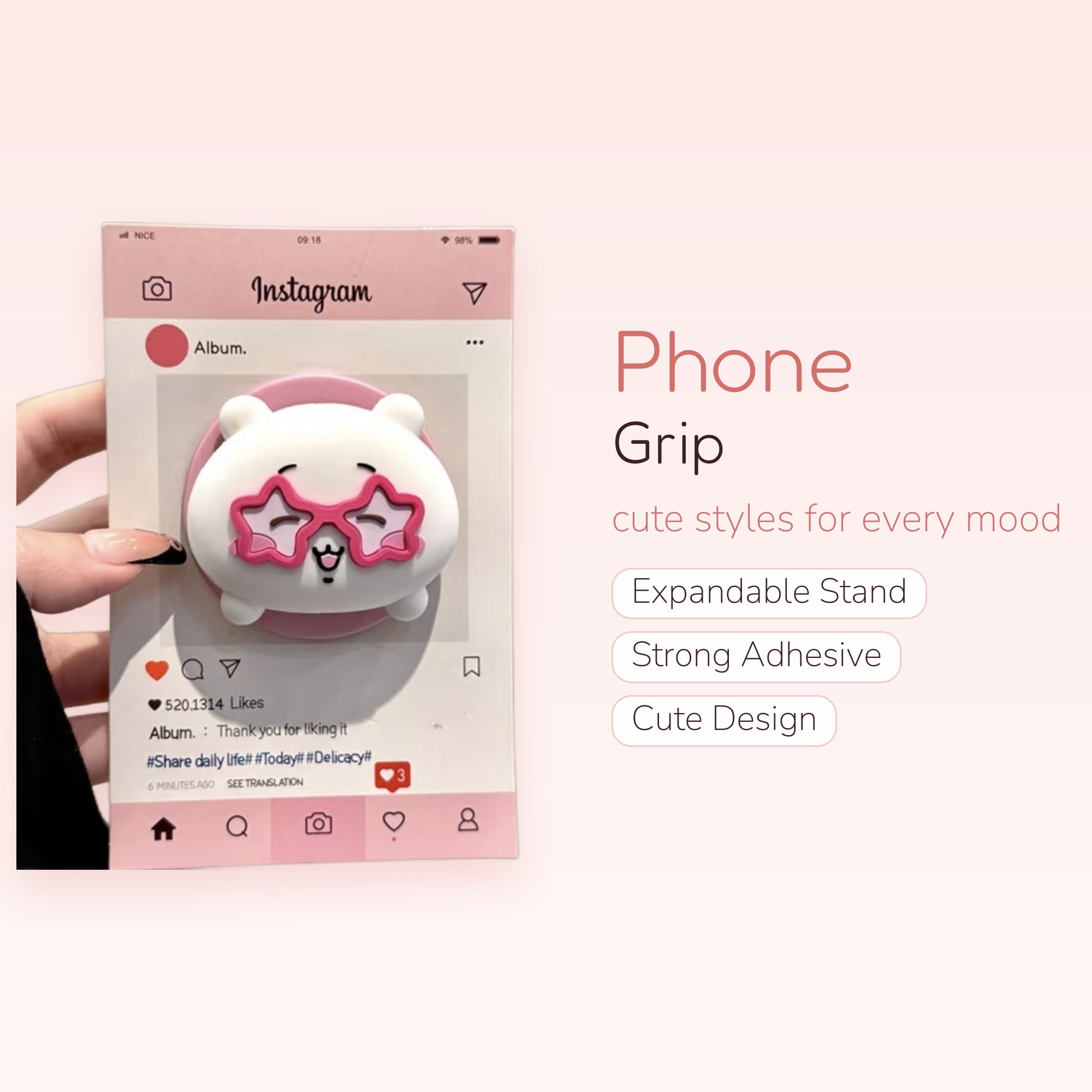 Nine Lives — Pink Cat Phone Charm Strap & Lanyard