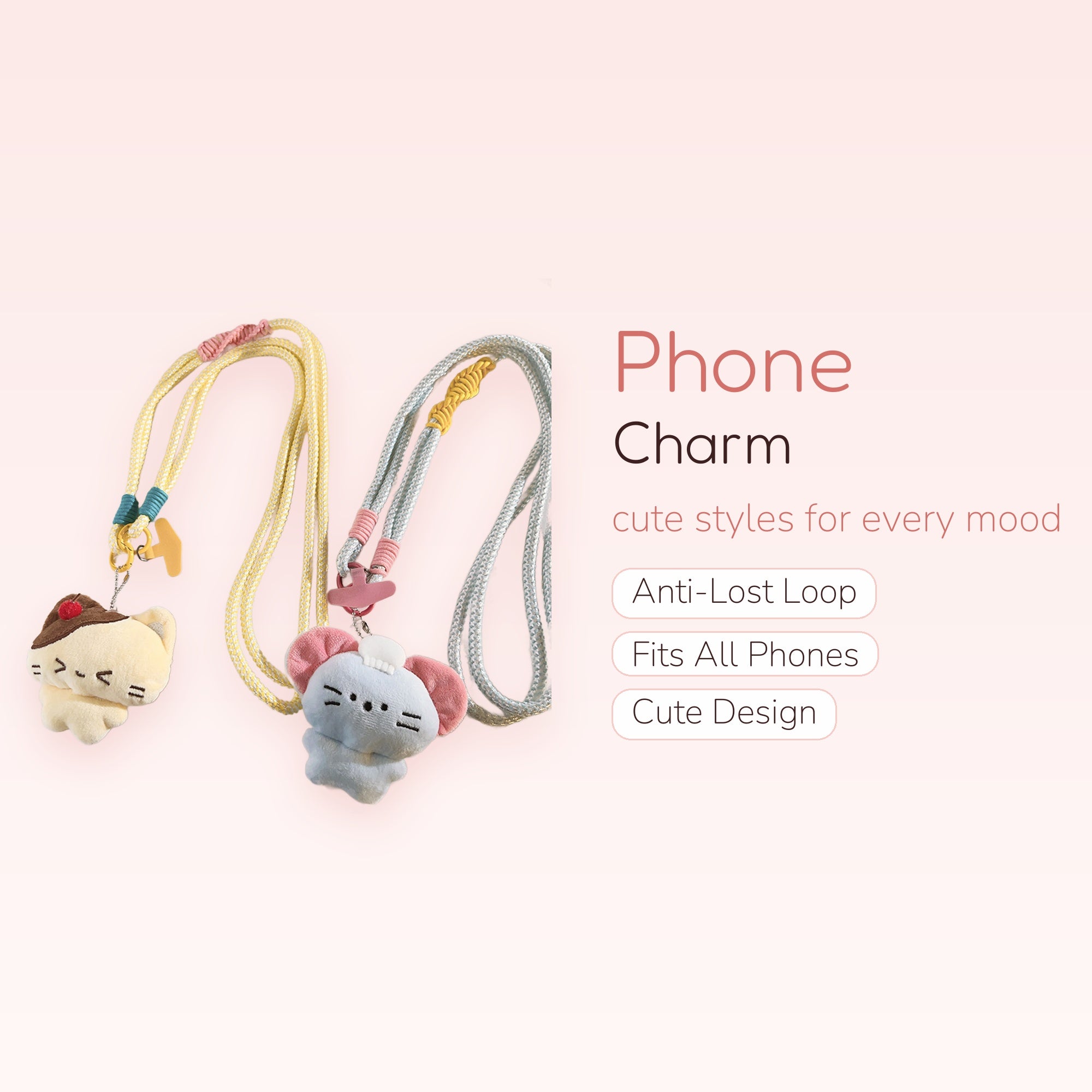 Kawaii Plush Animal Phone Lanyard | Cute Cartoon Character Neck Strap