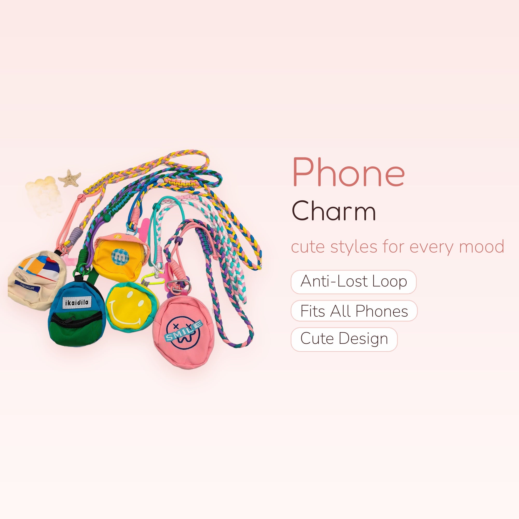 Braided Rope Mini Bag Phone Charm Lanyard | Colorful Wrist Strap Keychain