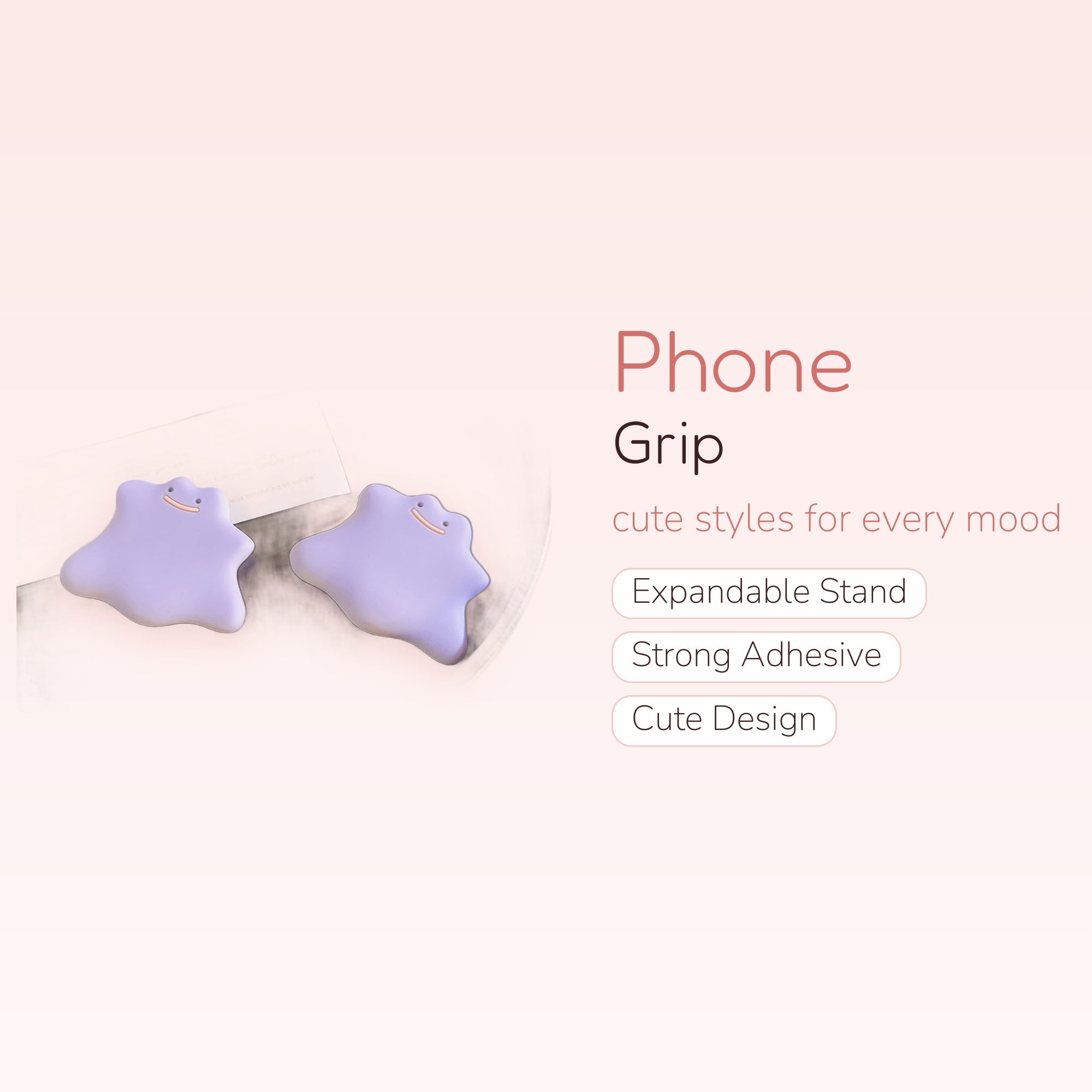 Kawaii Purple Ditto Phone Grip | Cute Pop Socket Stand for Phones