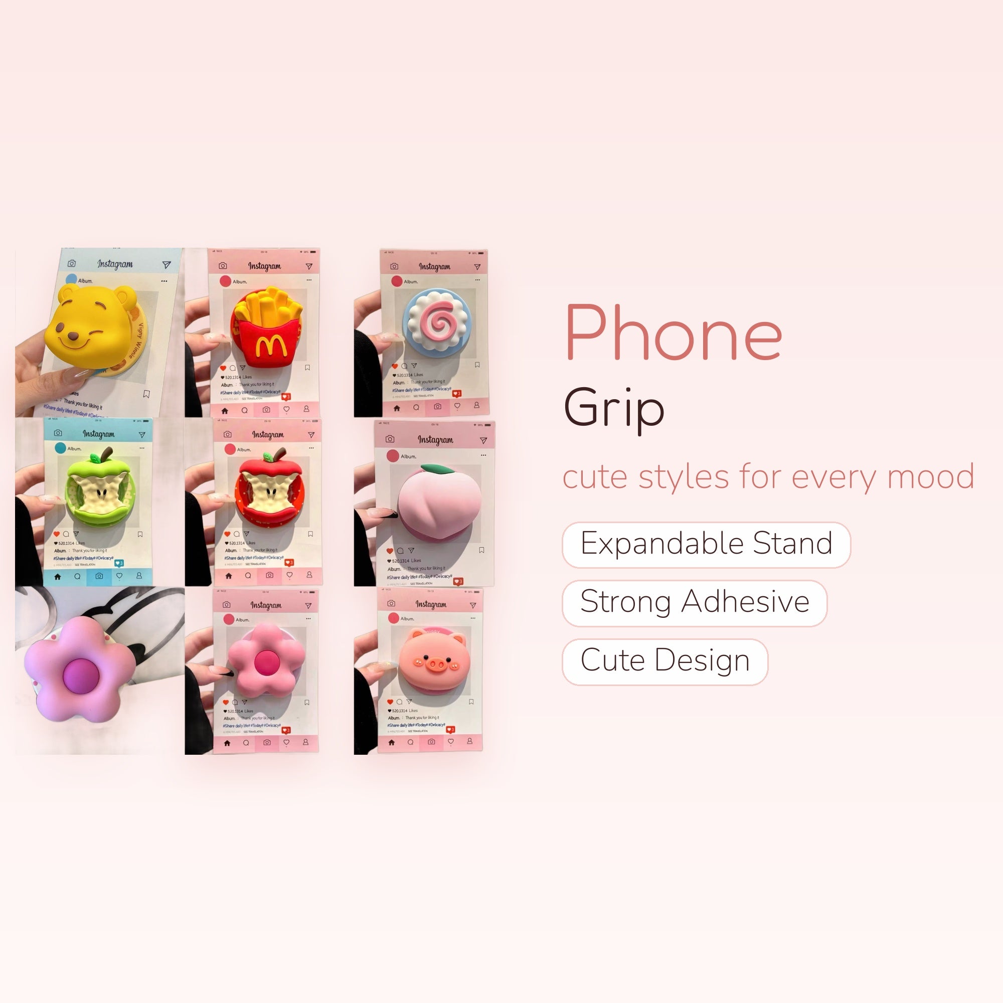Cute Cartoon Character Phone Grip | Kawaii Pop Socket Stand