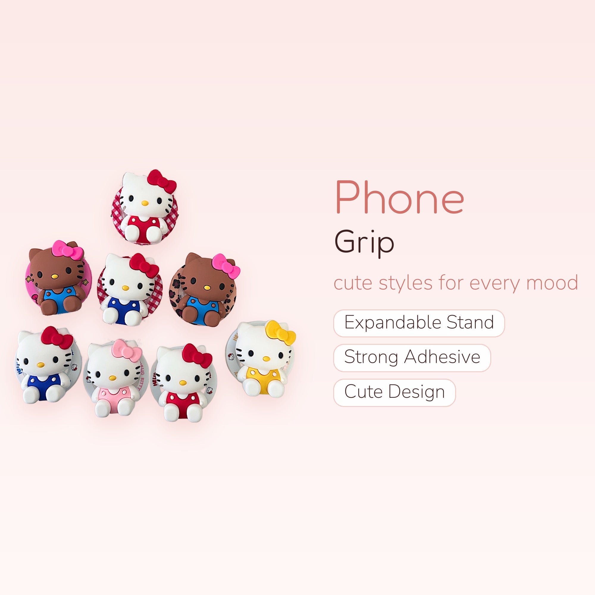 Kawaii Hello Kitty Silicone Phone Grip | Cute Pop Socket Stand for iPhone & Android