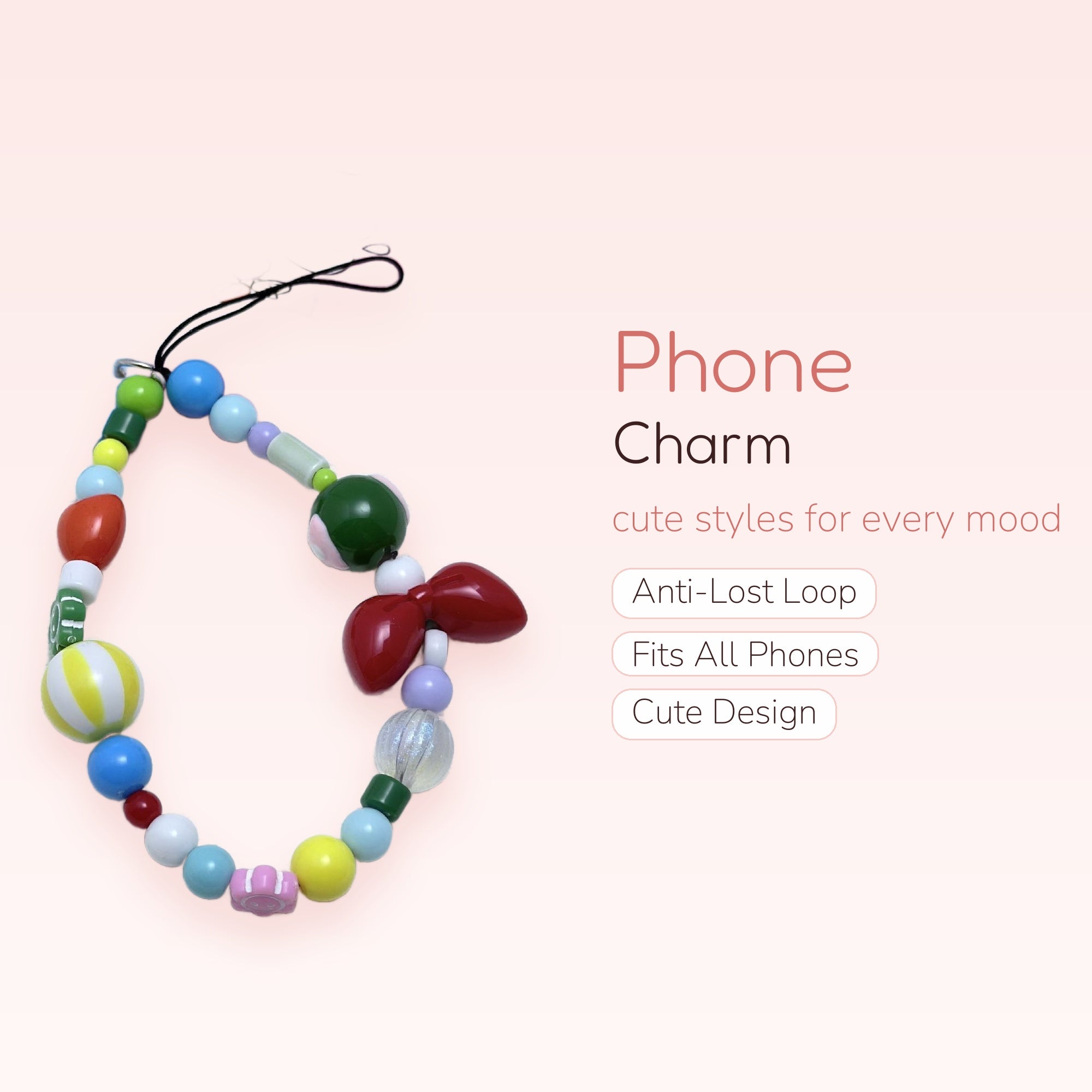Kawaii Cereal Milk Beaded Phone Charm | Colorful Y2K Aesthetic Wrist Strap