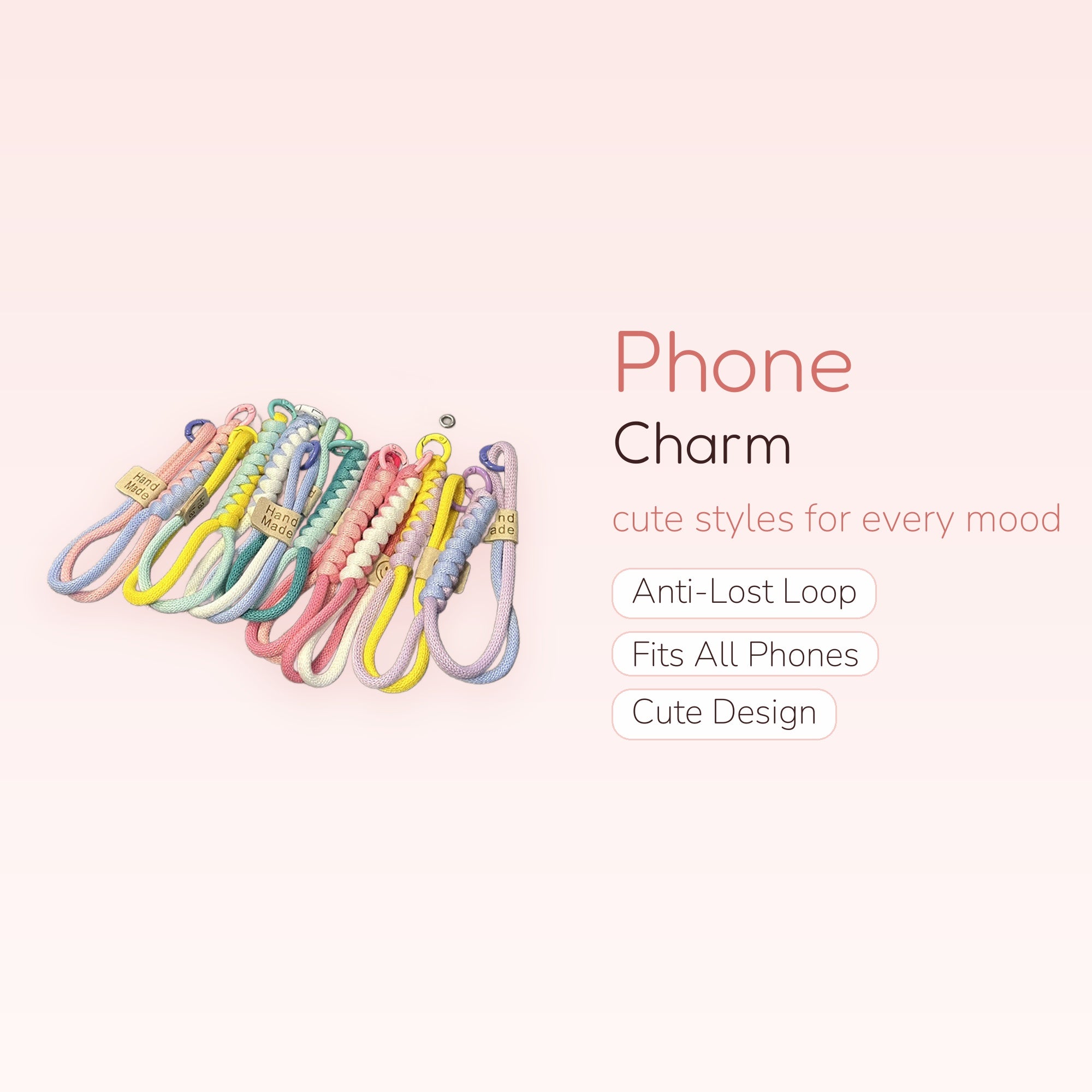 Pastel Braided Wrist Phone Charm | Handmade Macrame Lanyard Strap