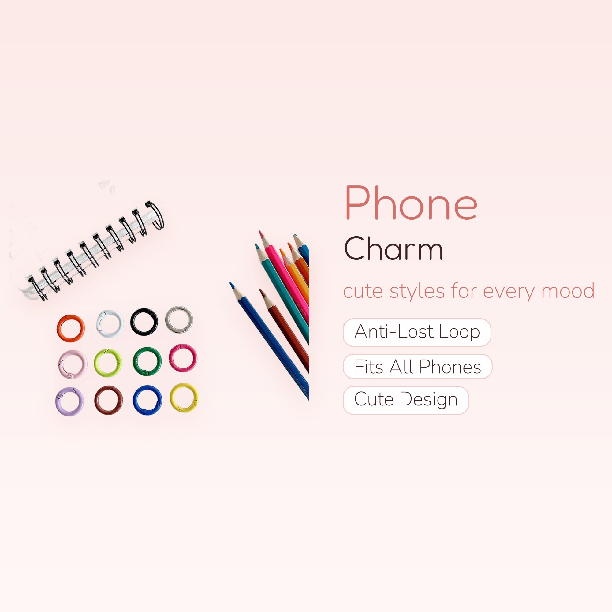 Colorful Round Spring Gate O-Rings | Aesthetic Bag Clip Keychain Charms