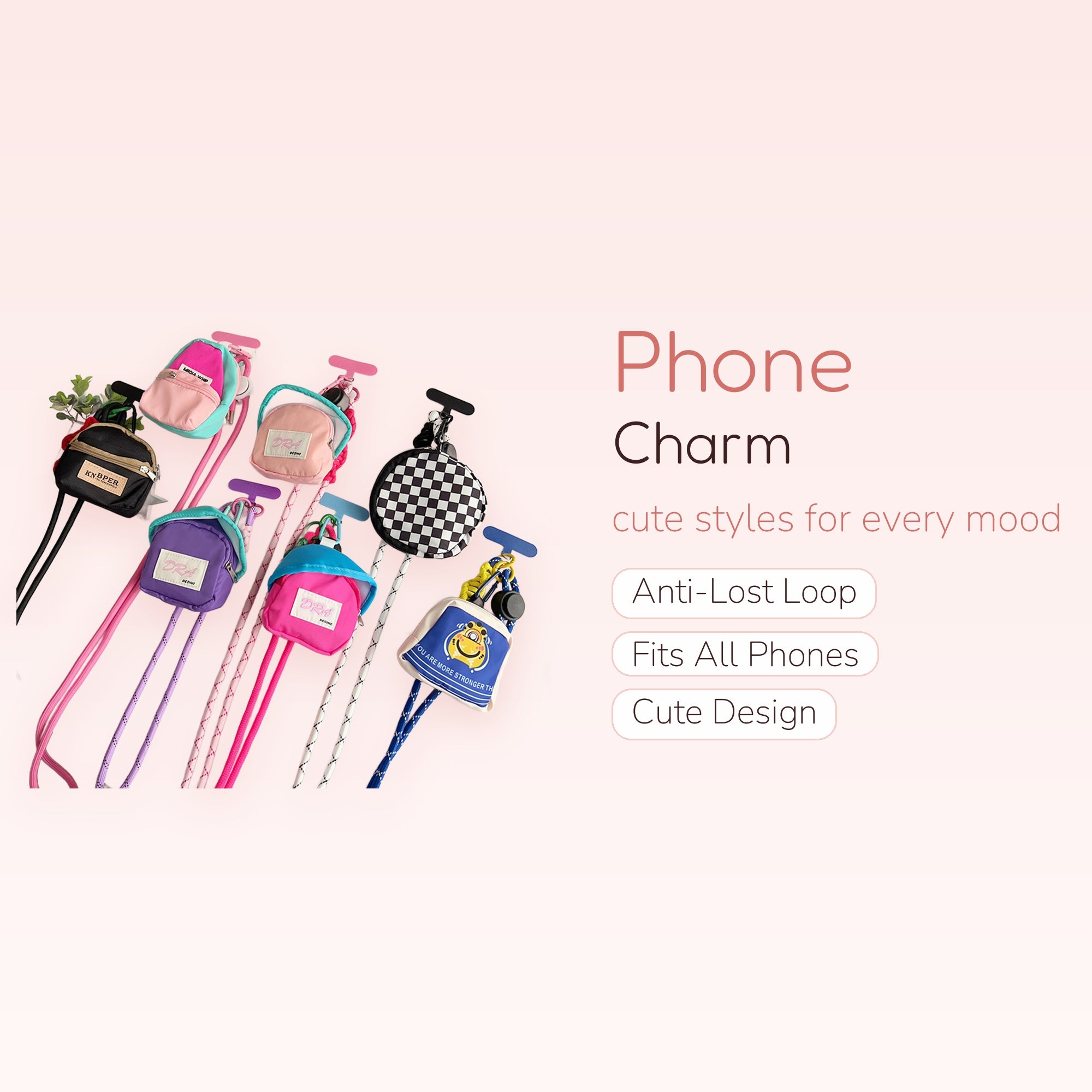 Mini Backpack Phone Charm Lanyard | Kawaii Crossbody Phone Strap with Pouch