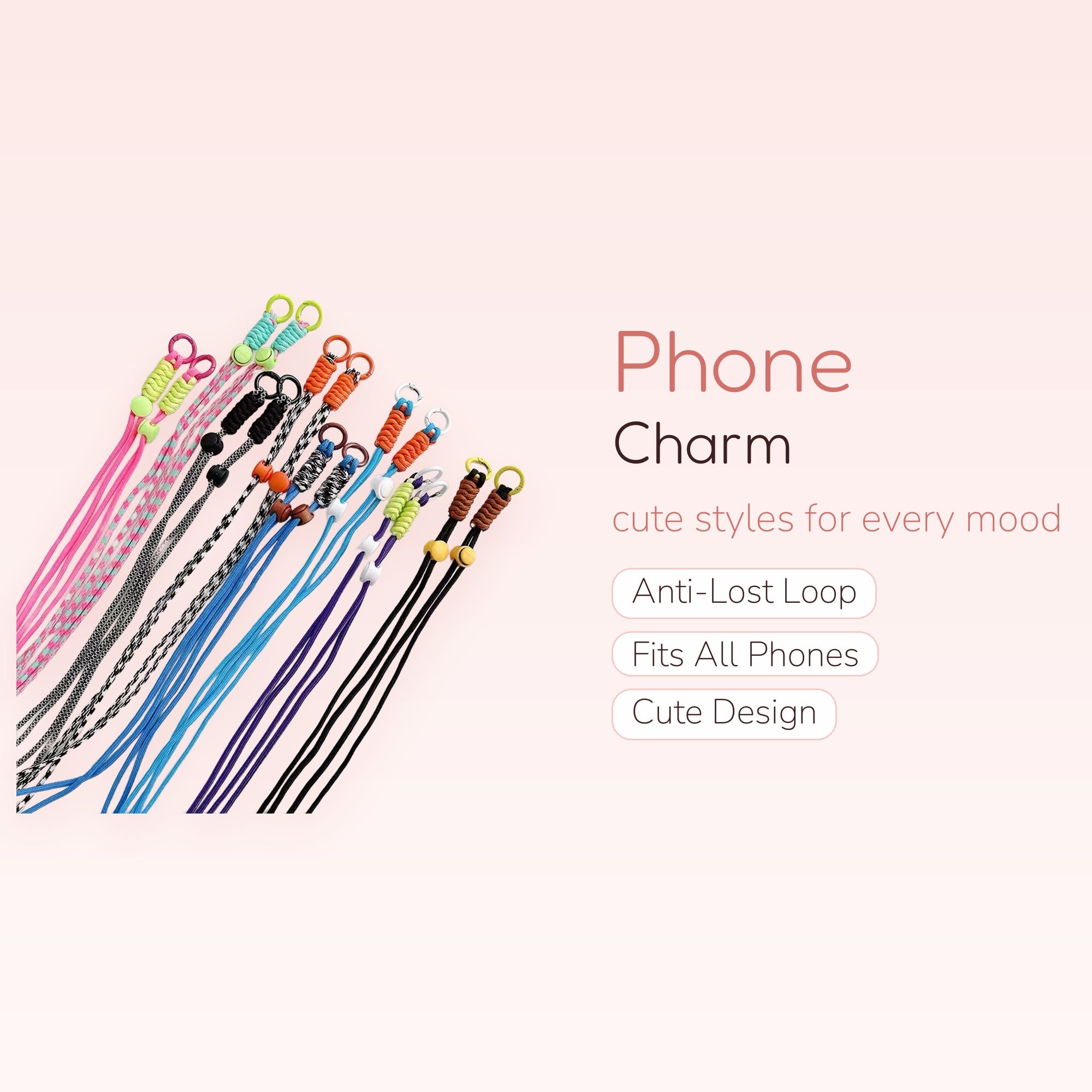 Colorful Adjustable Phone Charm Lanyard | Braided Rope Wrist Strap for Phone