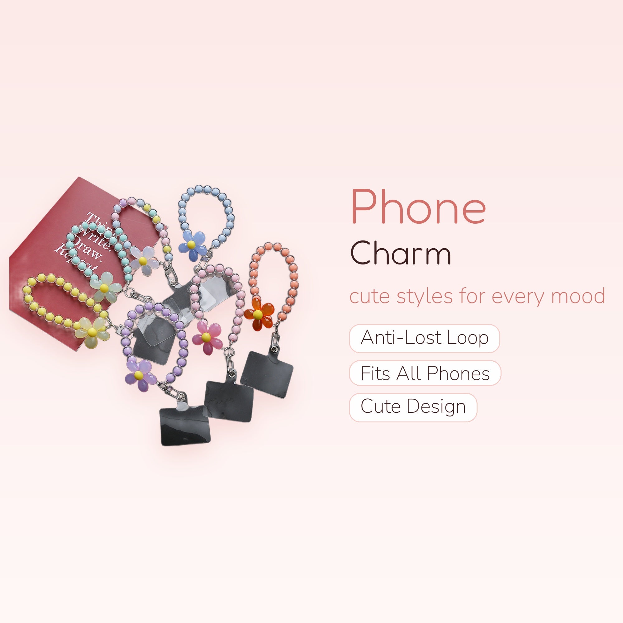 Pastel Beaded Flower Phone Charm Strap | Cute Daisy Wrist Lanyard