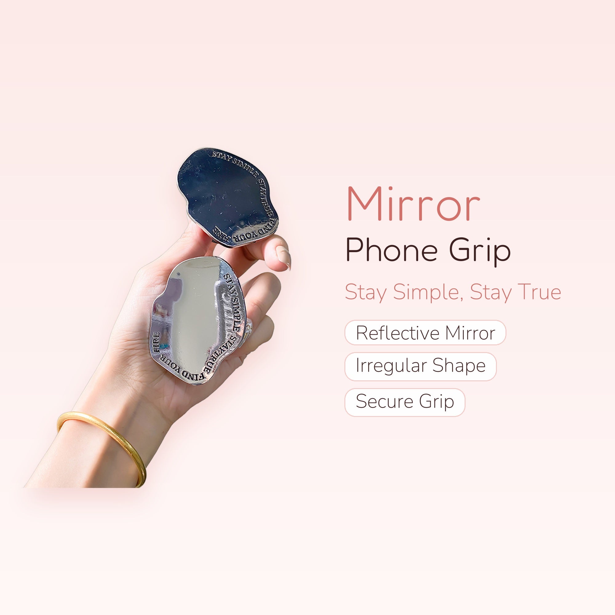 Irregular Mirror Phone Grip | Aesthetic Silver Pop Socket Stand | Y2K Kawaii Phone Accessory | Gift for Her