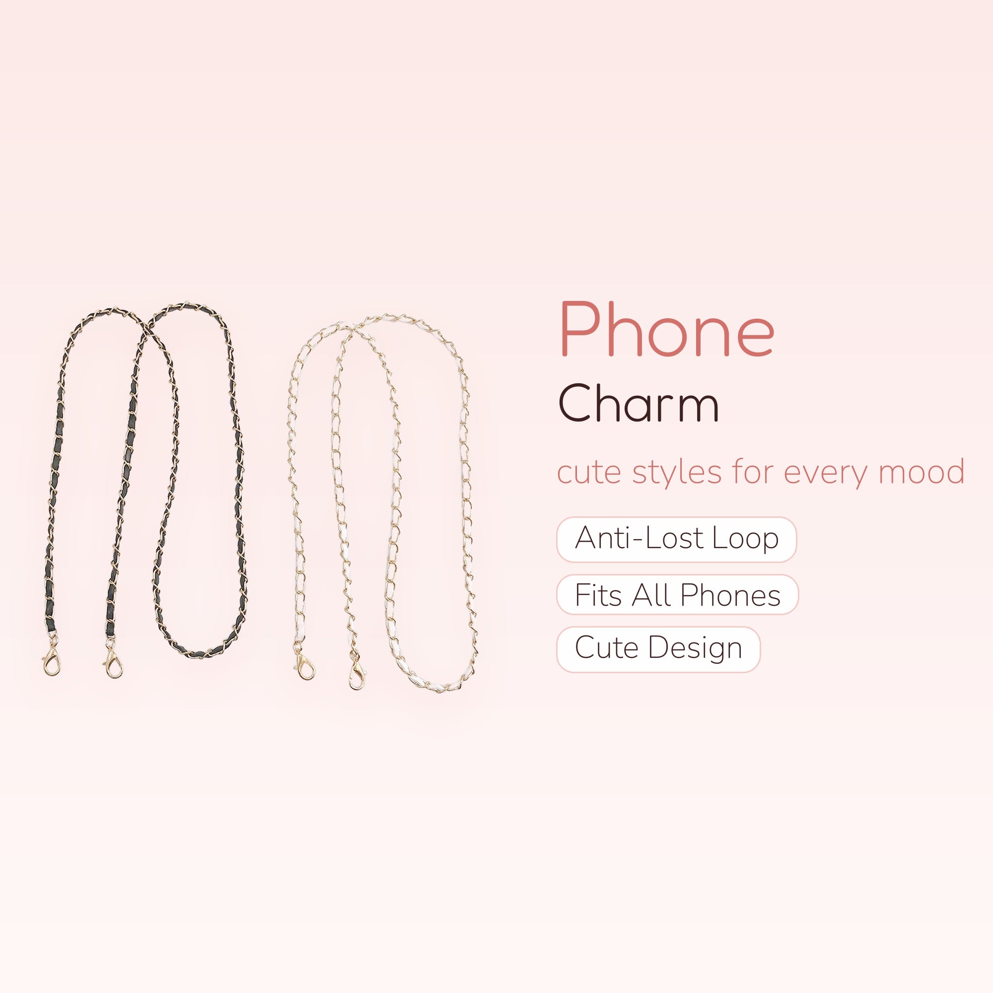 Chic Gold Chain & Leather Phone Charm Strap | Elegant Crossbody Lanyard