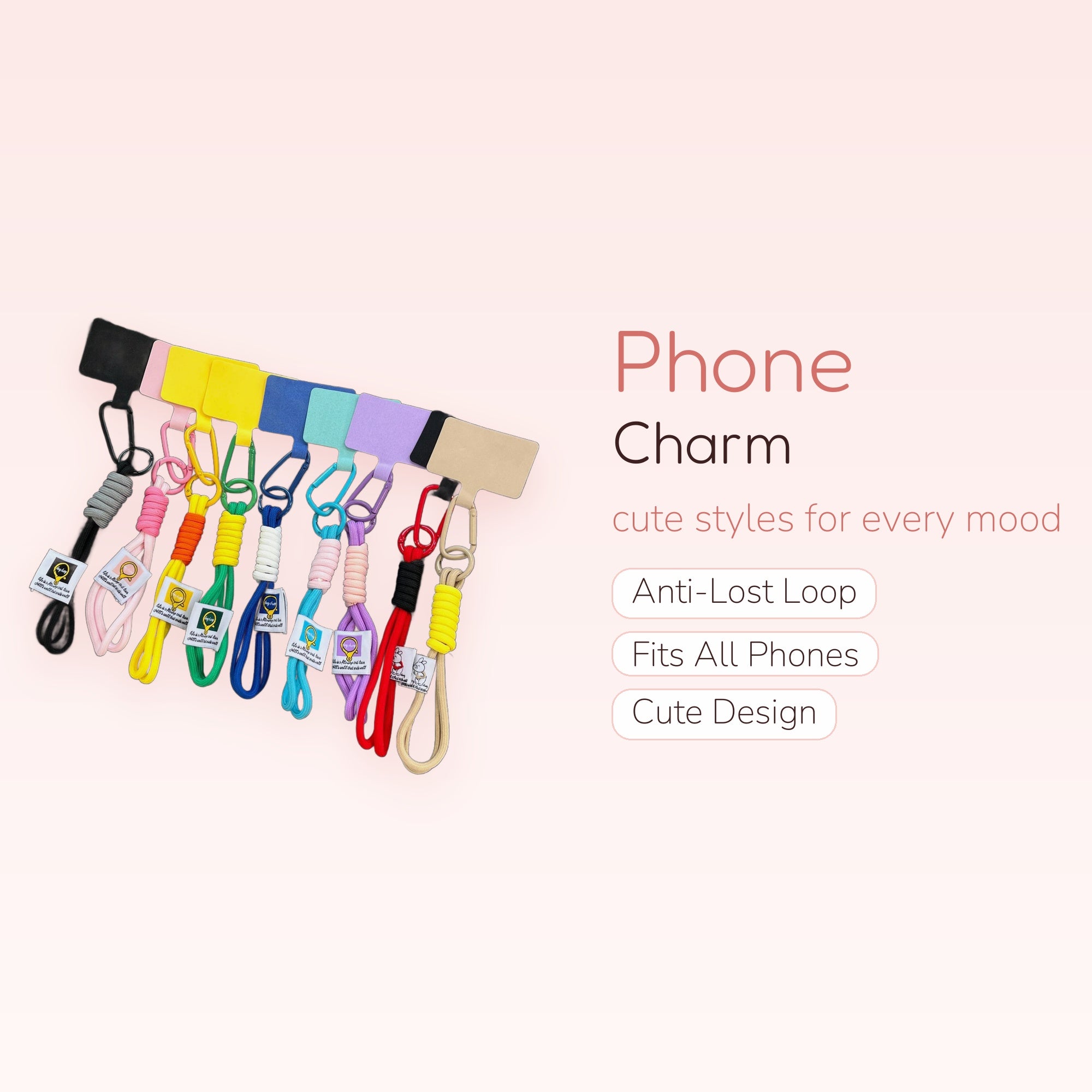 Colorful Braided Rope Phone Charm Lanyard | Universal Phone Strap with Carabiner Clip