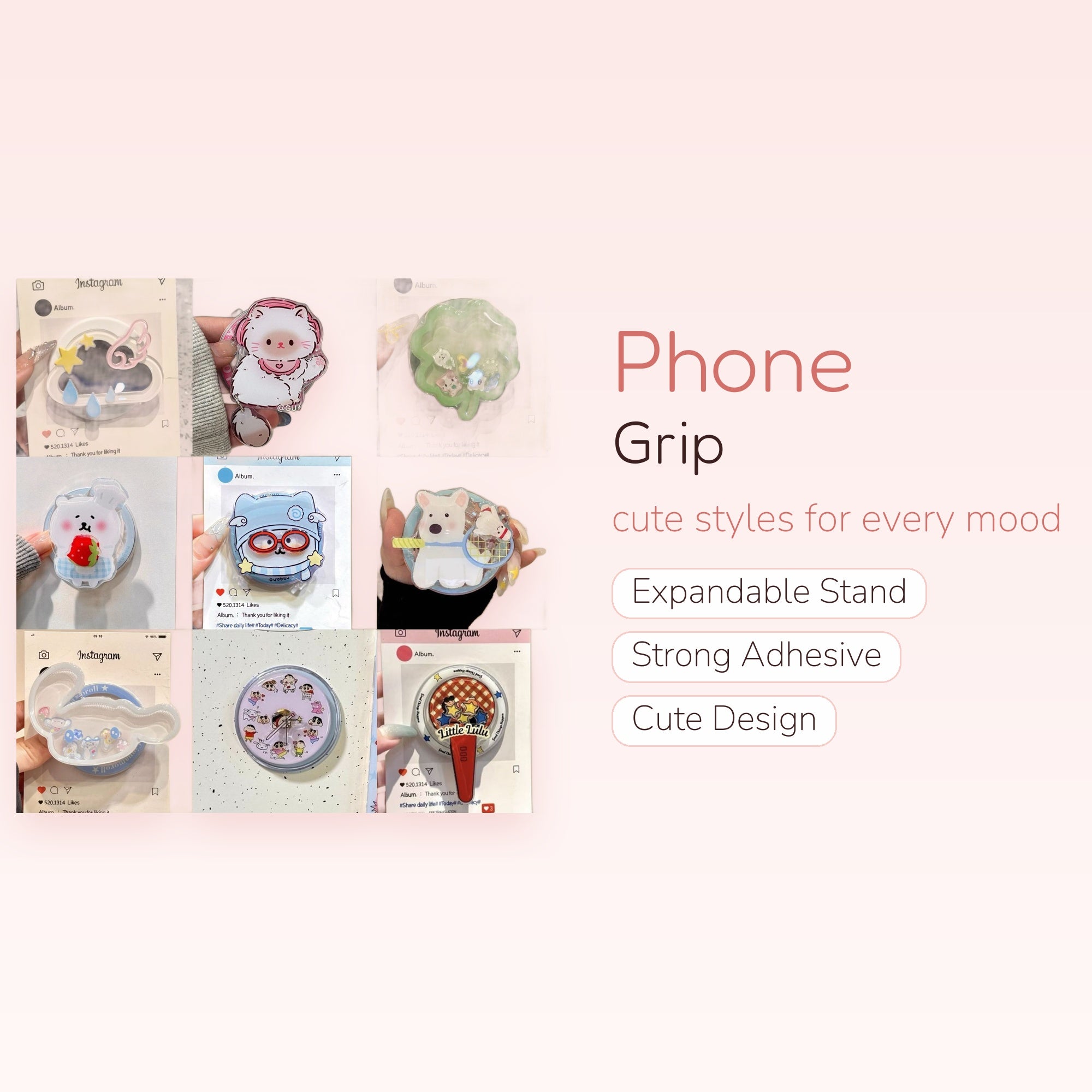 Kawaii Cloud & Raindrop Phone Grip | Aesthetic Sky Pop Socket Stand
