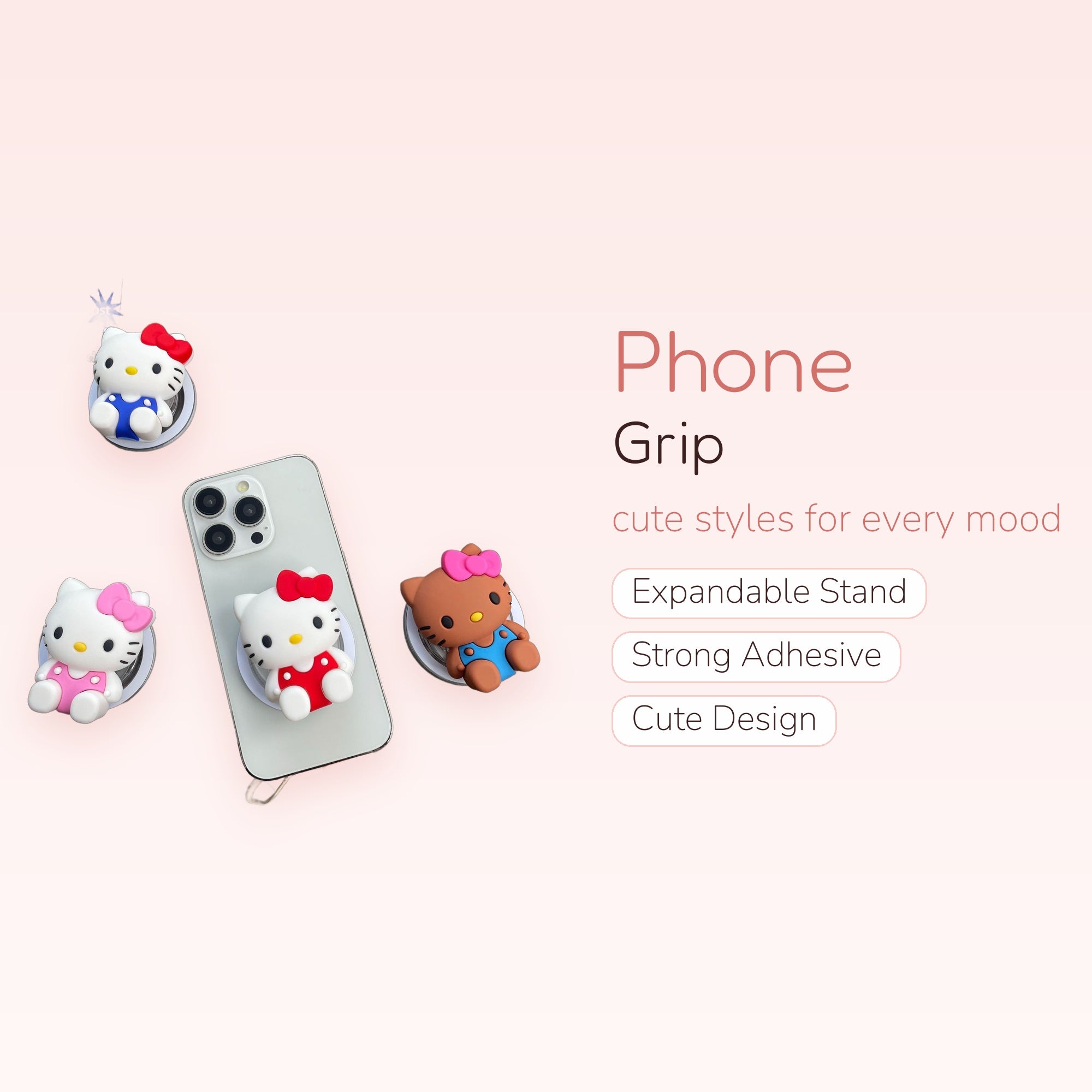 Cute Hello Kitty Silicone Phone Grip | Kawaii Pop Socket Stand for iPhone