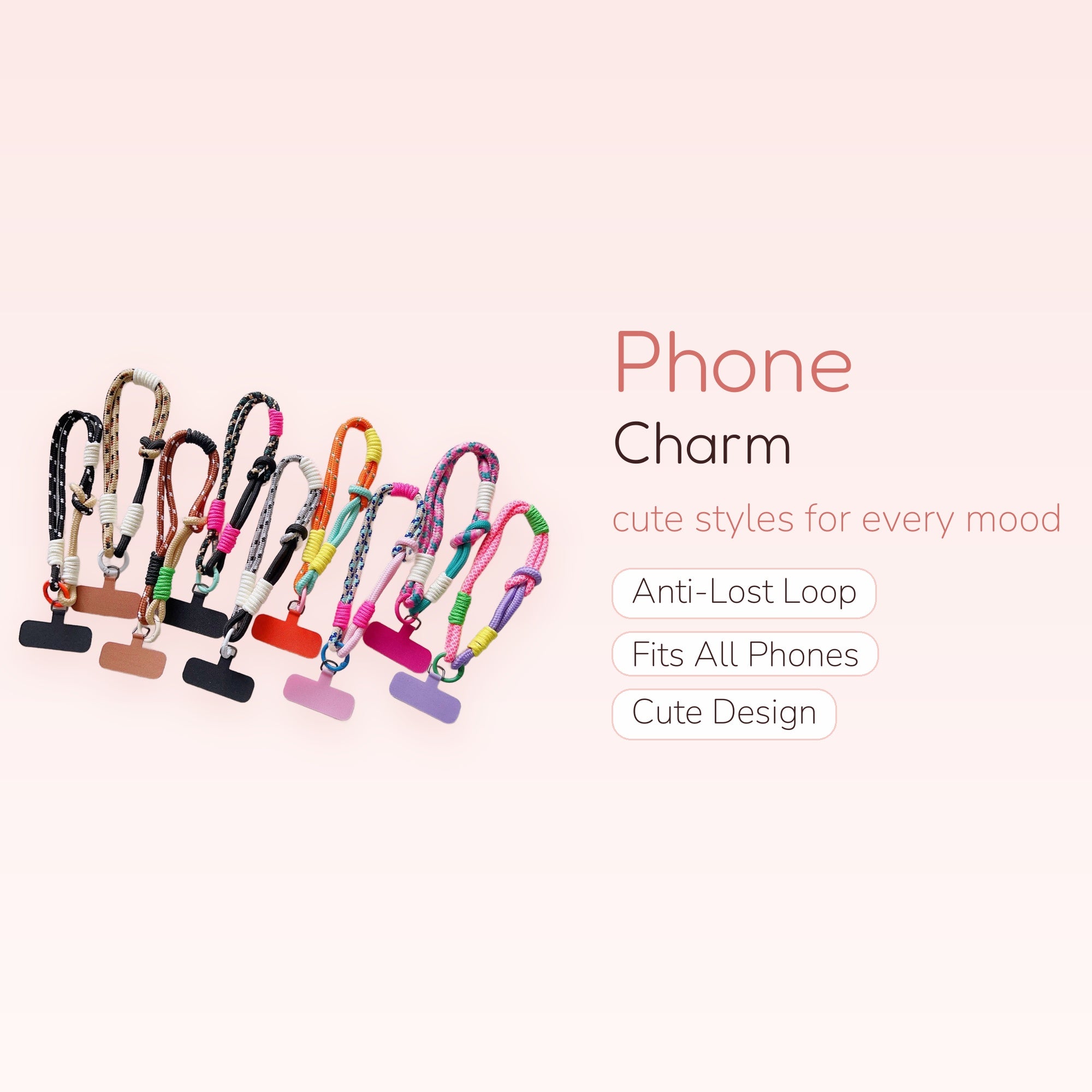 Colorful Braided Rope Phone Charm Straps | Aesthetic Wrist Lanyards for Phones
