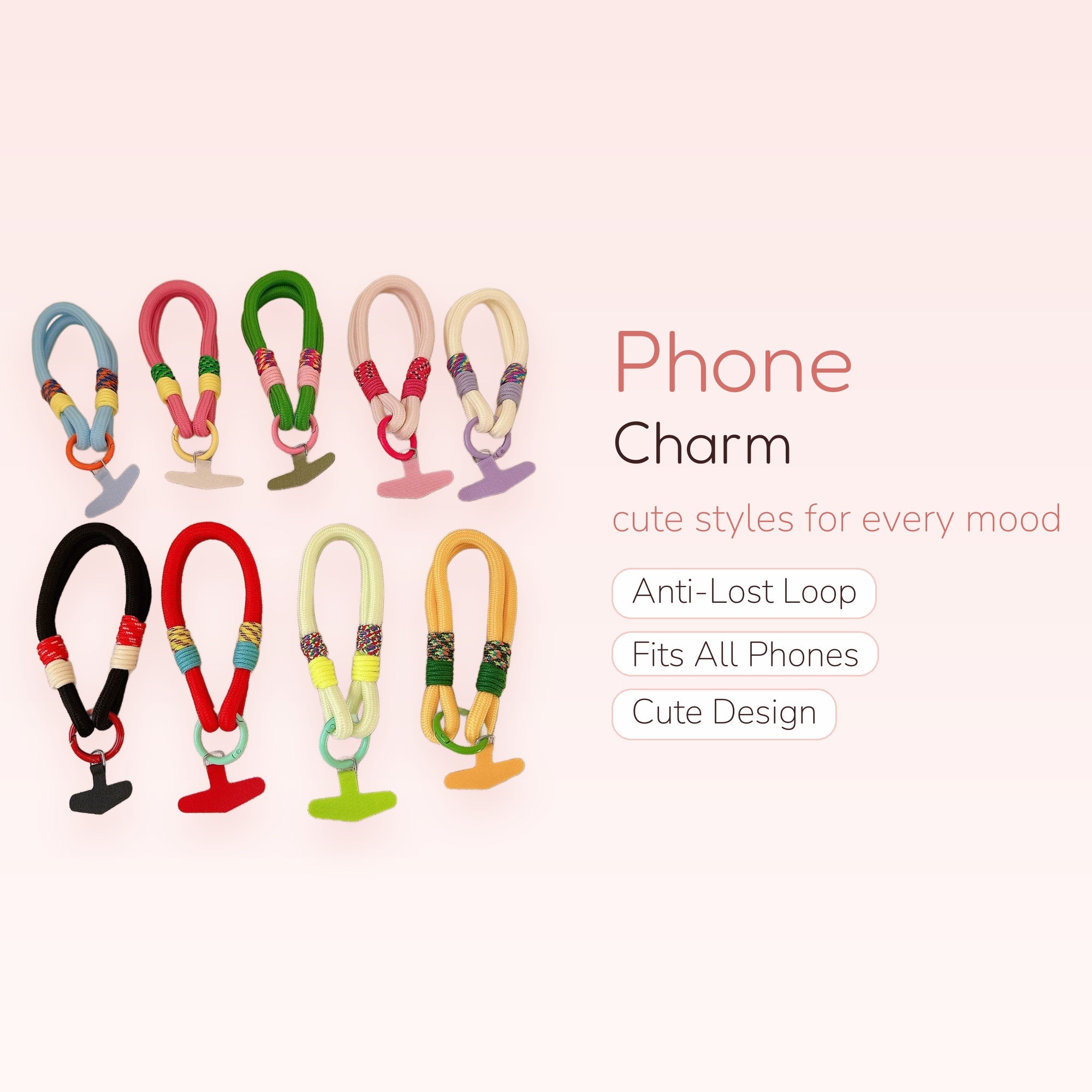 Colorful Braided Rope Phone Charm Strap | Y2K Aesthetic Wrist Lanyard