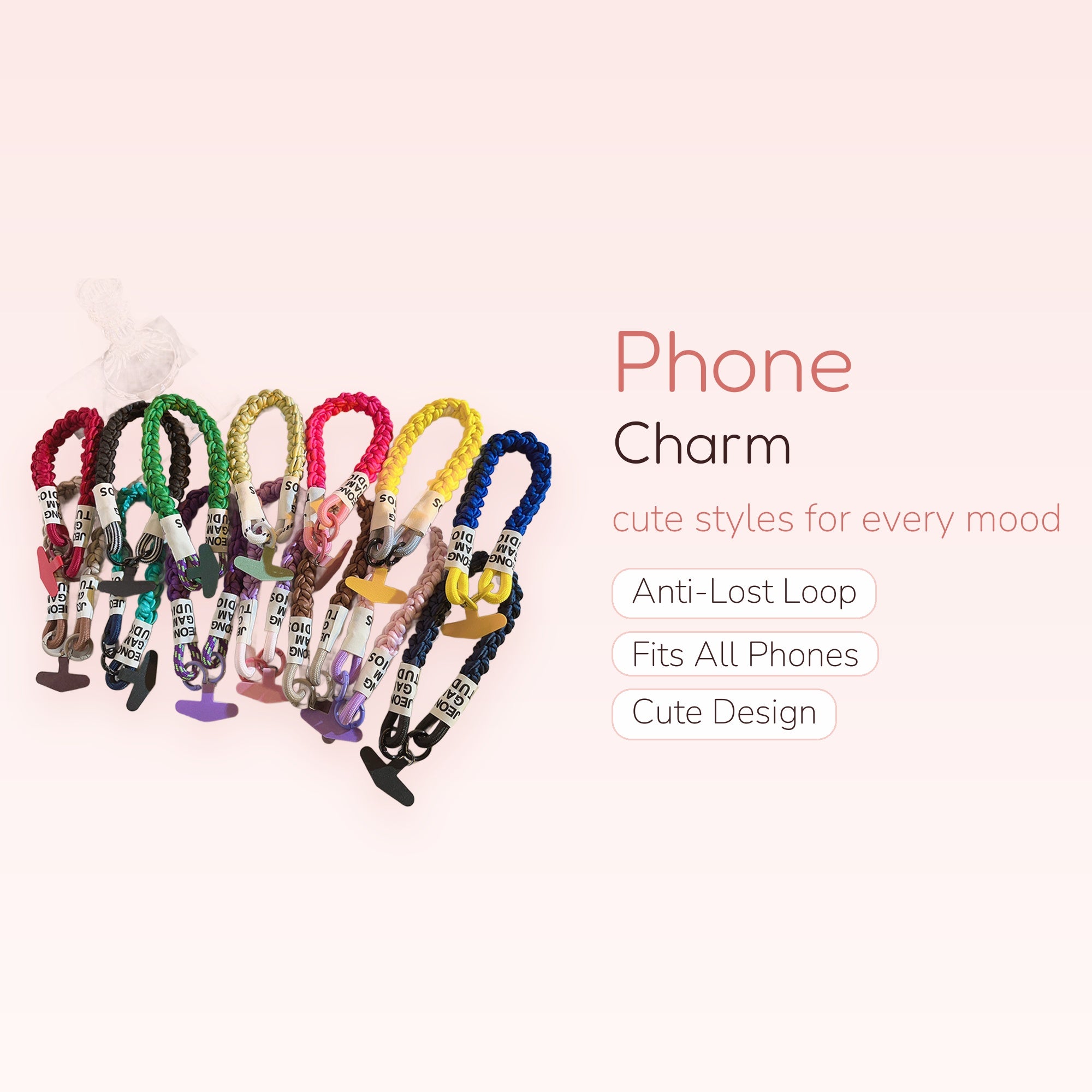 Colorful Braided Rope Phone Charm Strap | Aesthetic Wrist Lanyard with Phone Patch
