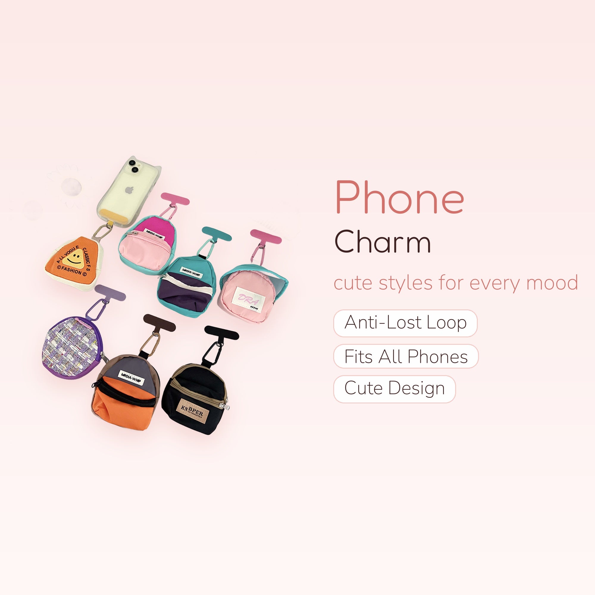 Mini Backpack & Pouch Phone Charms | Cute Y2K Aesthetic Phone Lanyard