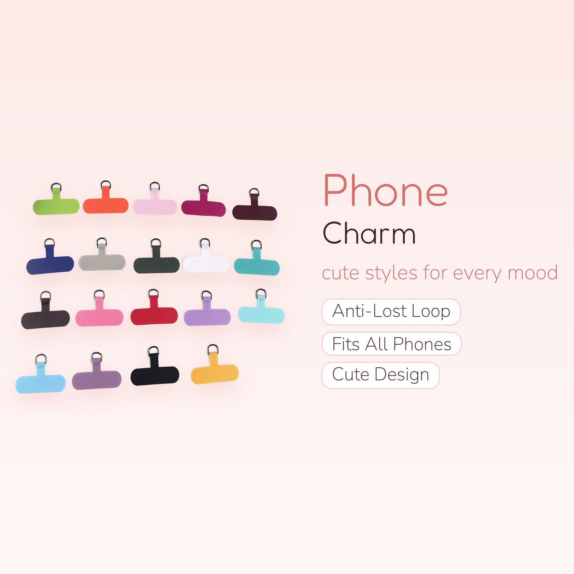 BUBBI — Assorted Solid Color Phone Tether | Universal Lanyard Patches