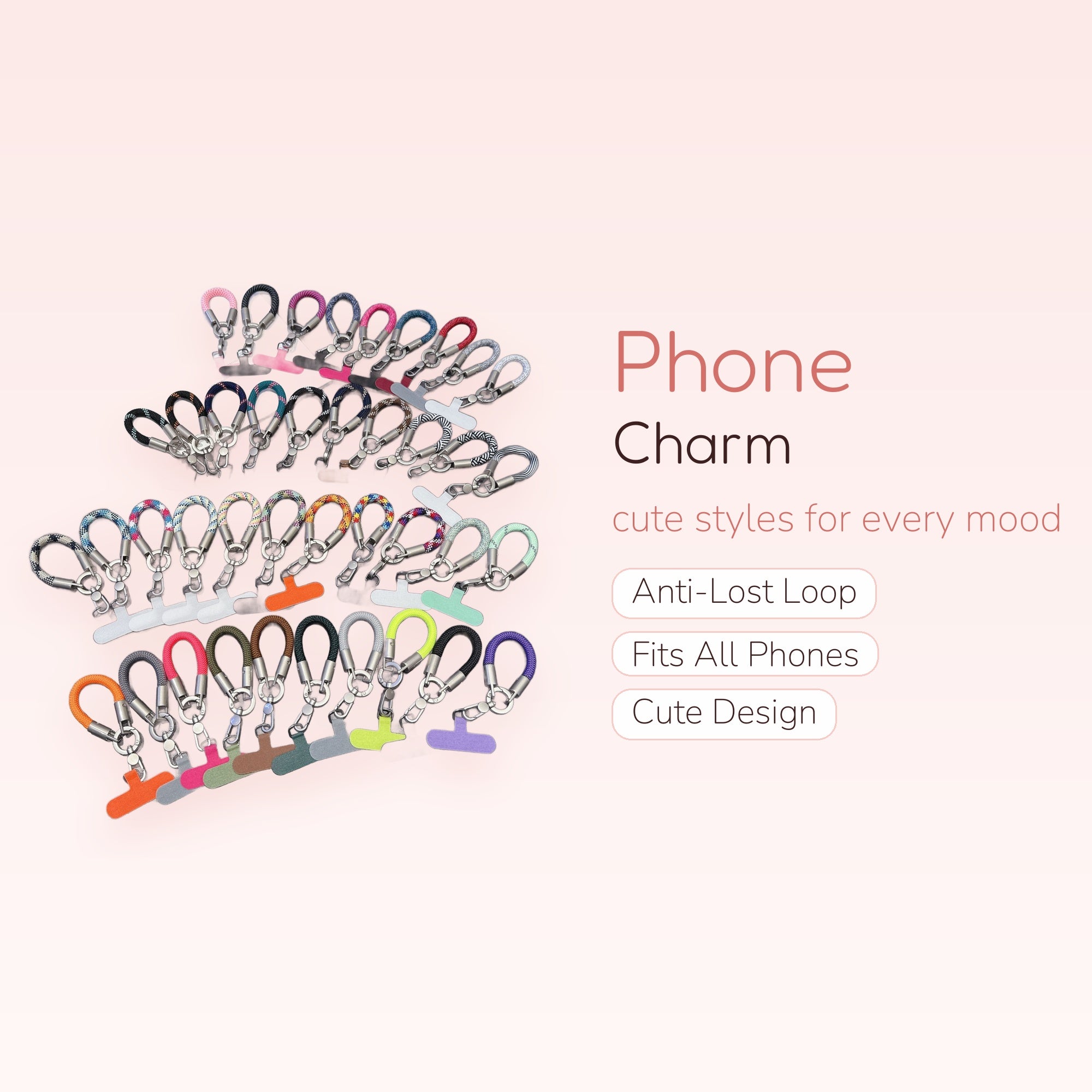 Colorful Braided Rope Phone Charm Strap | Aesthetic Wrist Lanyard with Phone Tether