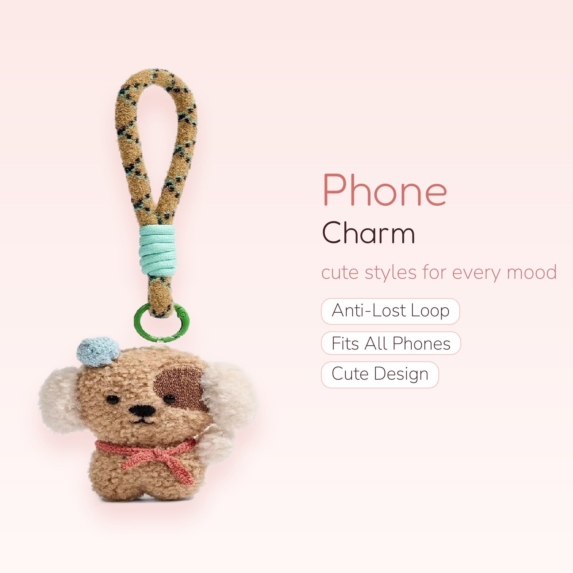 Cute Fluffy Dog Phone Charm | Kawaii Puppy Keychain for Phones