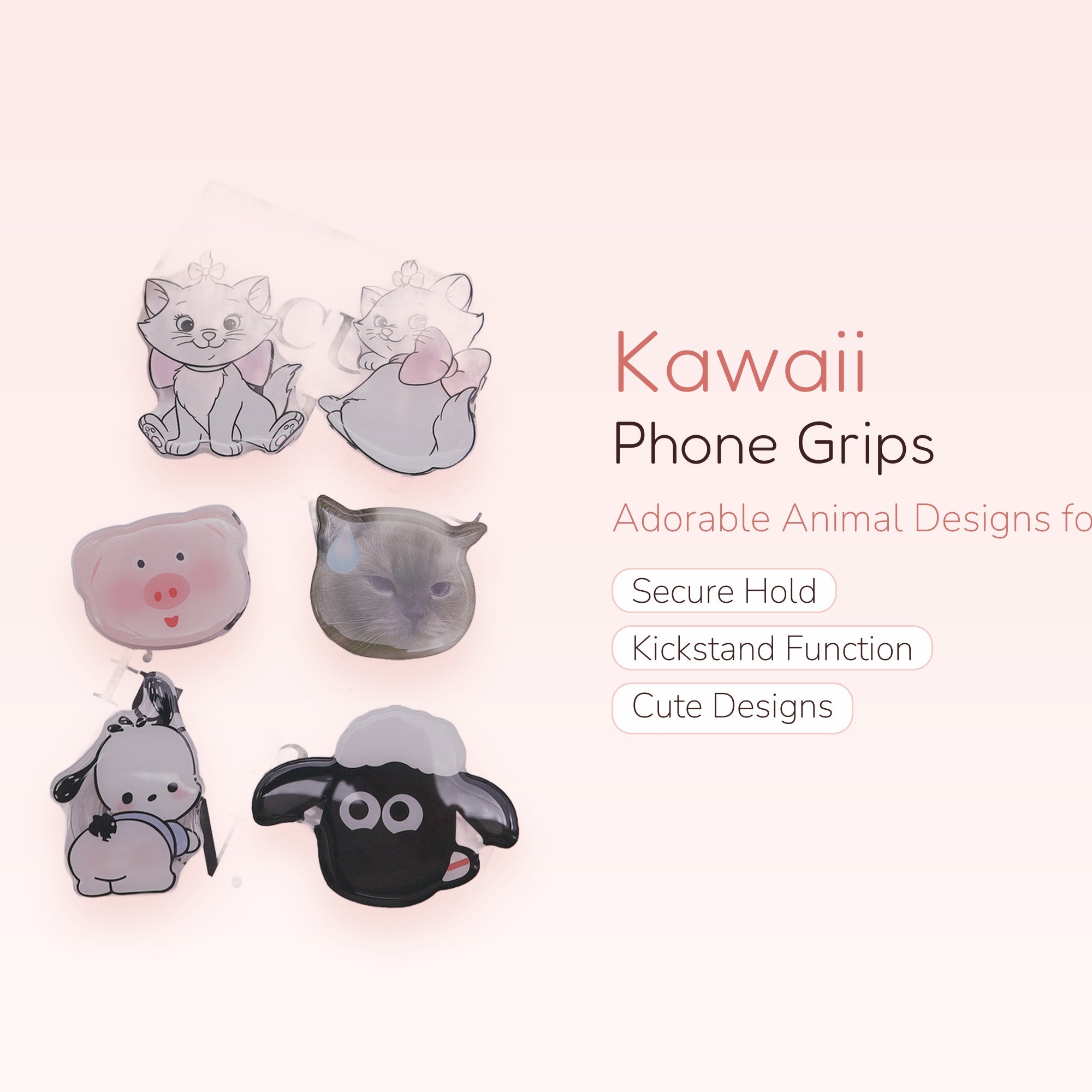 Cute Animal Phone Grip Stand | Kawaii Pop Socket Holder