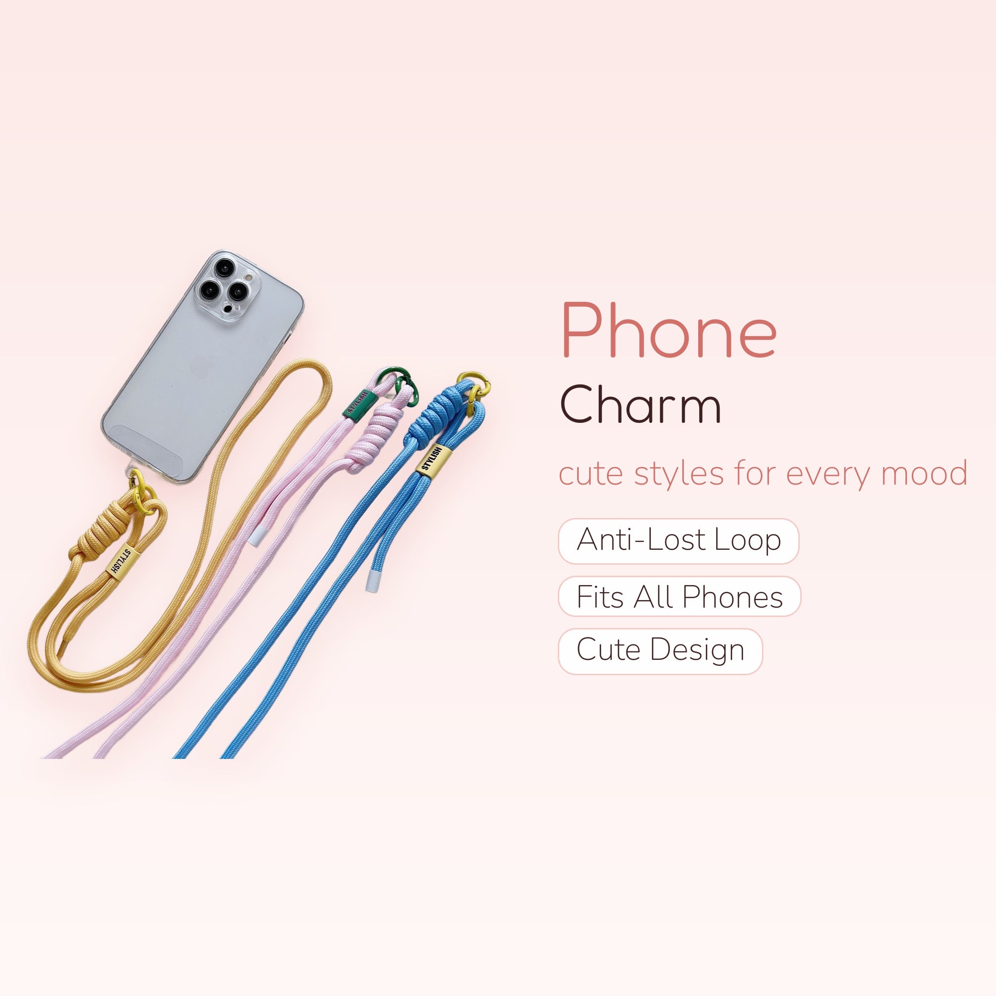 Colorful Braided Rope Phone Charm Lanyard | Stylish Crossbody Strap