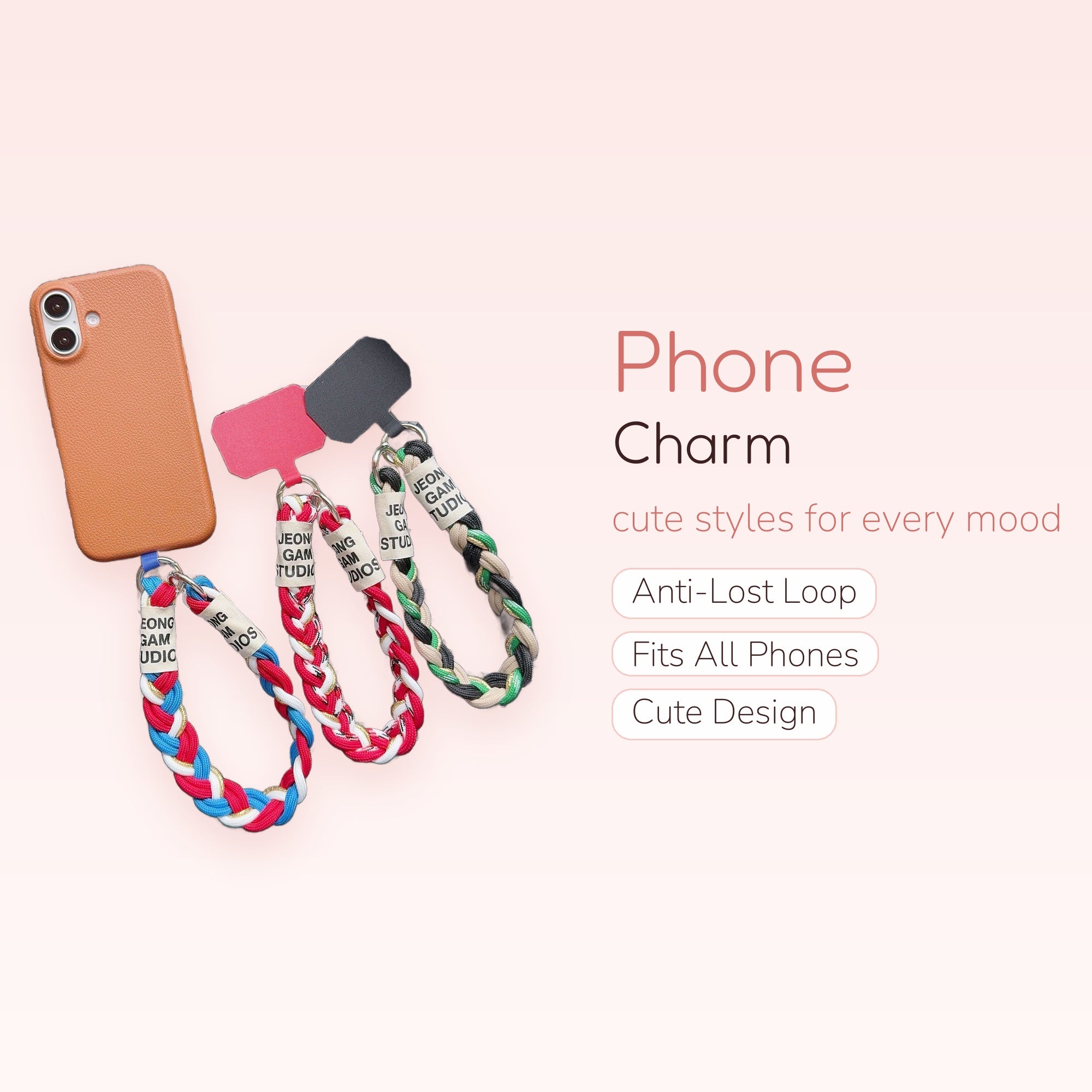 Braided Wrist Phone Charm Strap | Colorful Woven Lanyard with Phone Tether