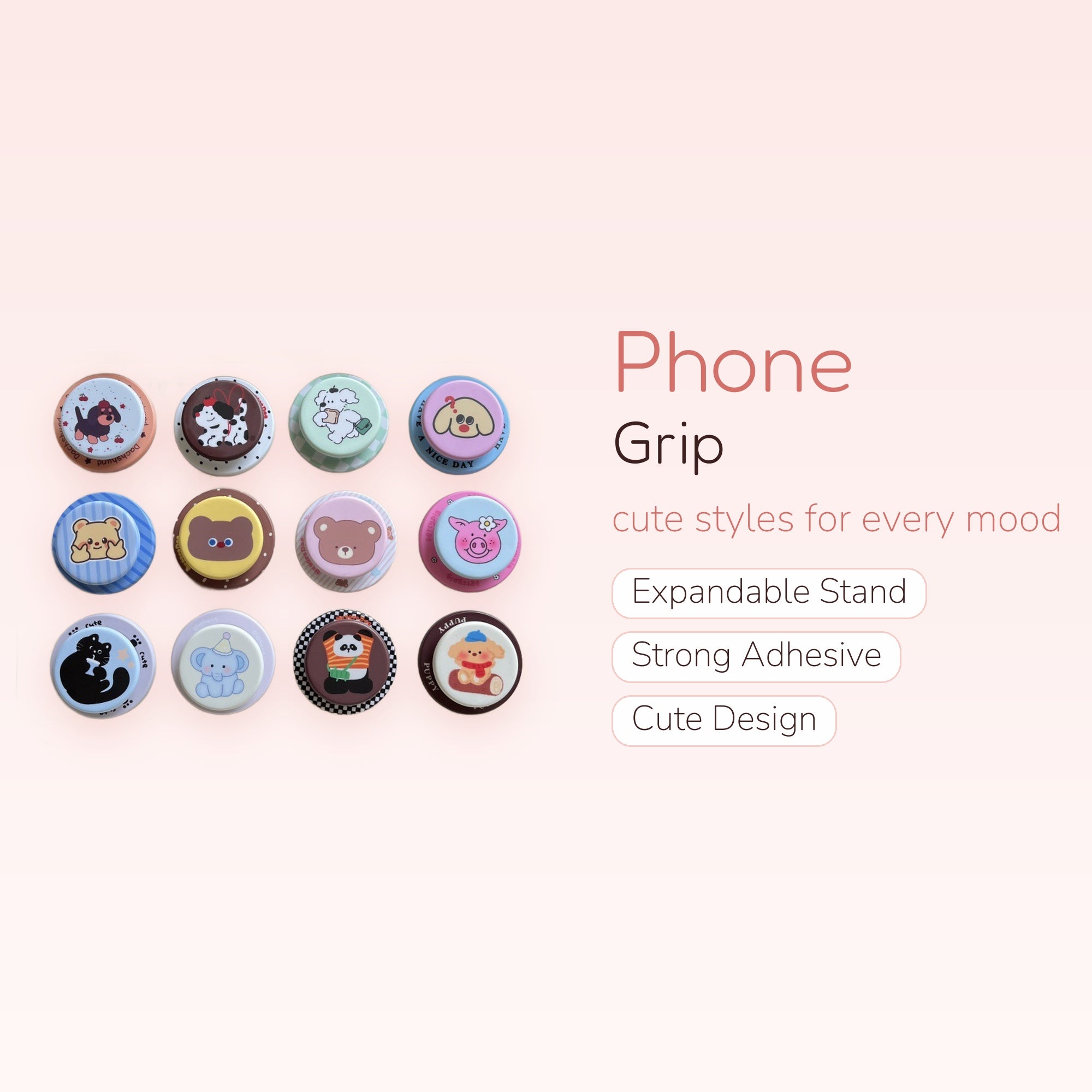 Cute Animal Character Phone Grips | Kawaii Pop Socket Stands for Phones