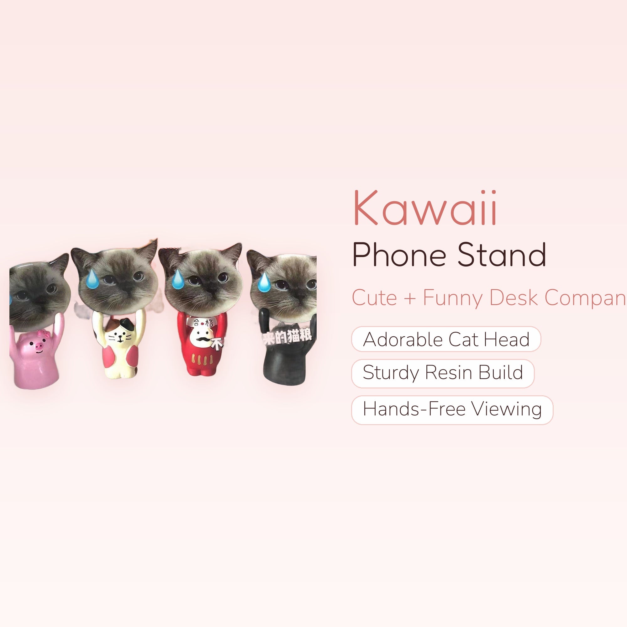 Cute Cat Phone Stand | Kawaii Animal Resin Desk Holder