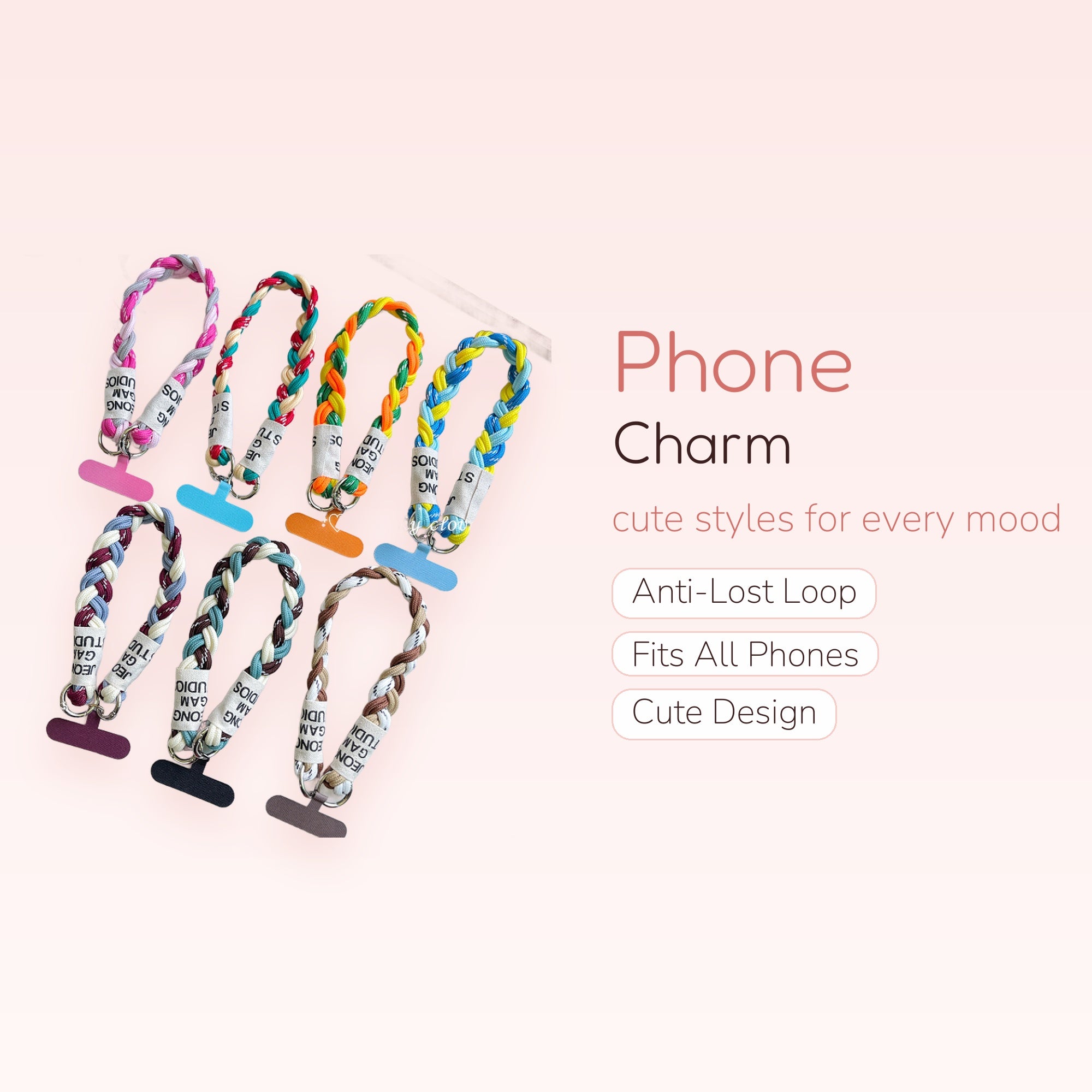 Braided Rope Phone Charm Strap | Colorful Woven Wrist Lanyard