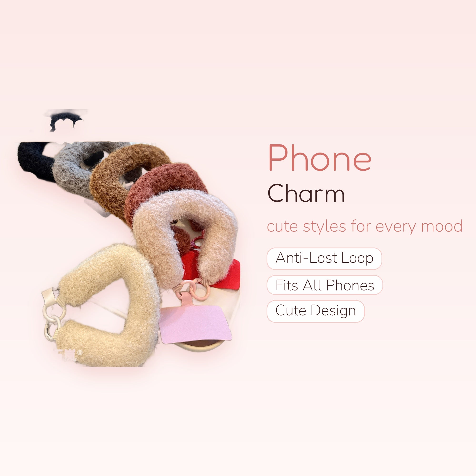 Fluffy U-Shaped Wrist Phone Charm | Cozy Plush Hand Strap for Winter
