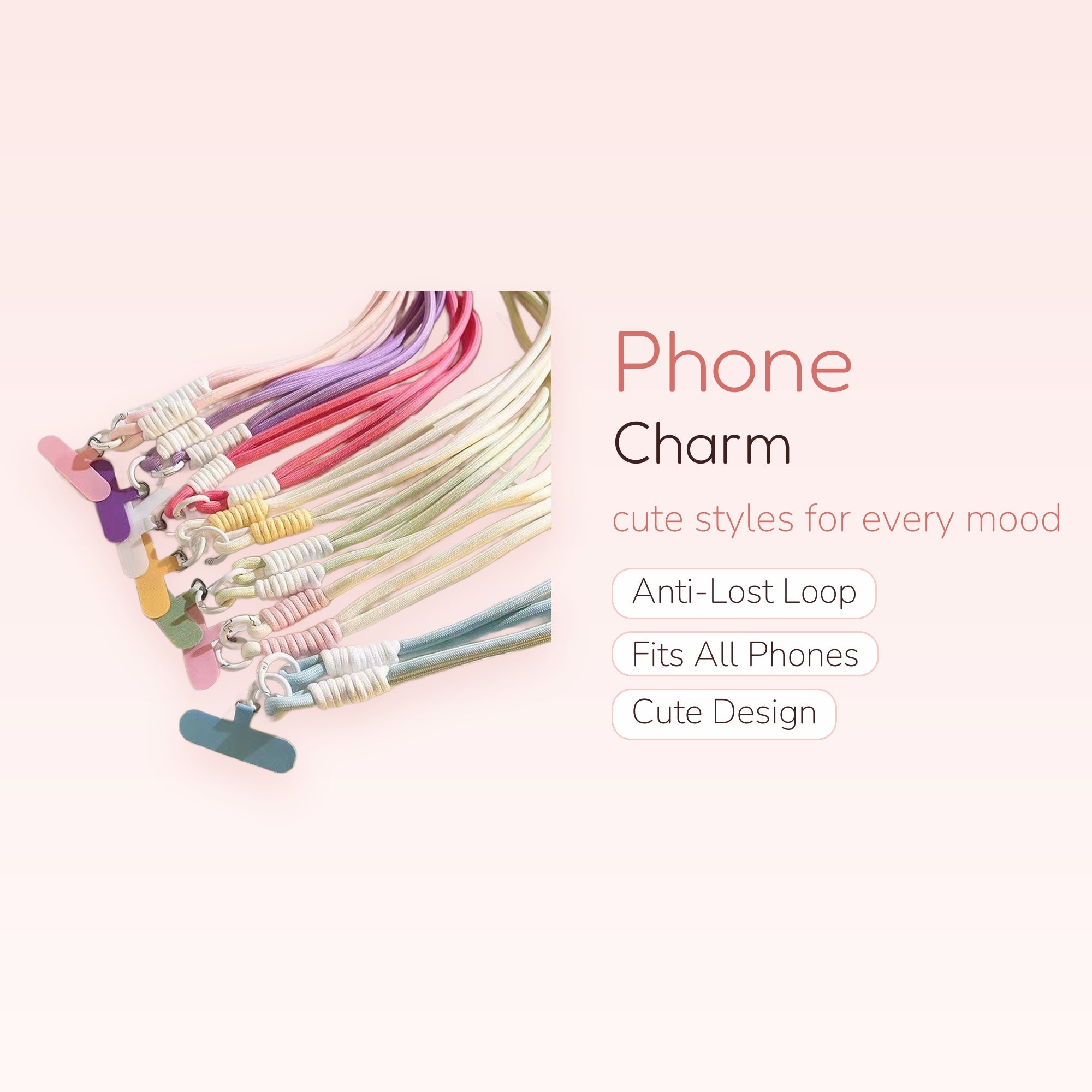 Aesthetic Ombre Rainbow Phone Lanyard | Pastel Gradient Crossbody Strap
