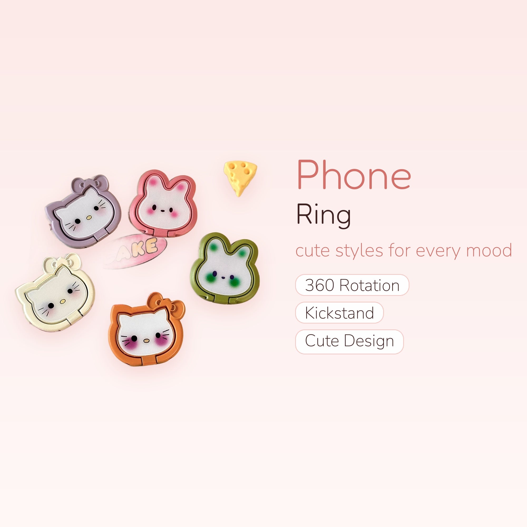 Kawaii Hello Kitty & Bunny Phone Ring | Cute Cartoon Finger Holder Kickstand