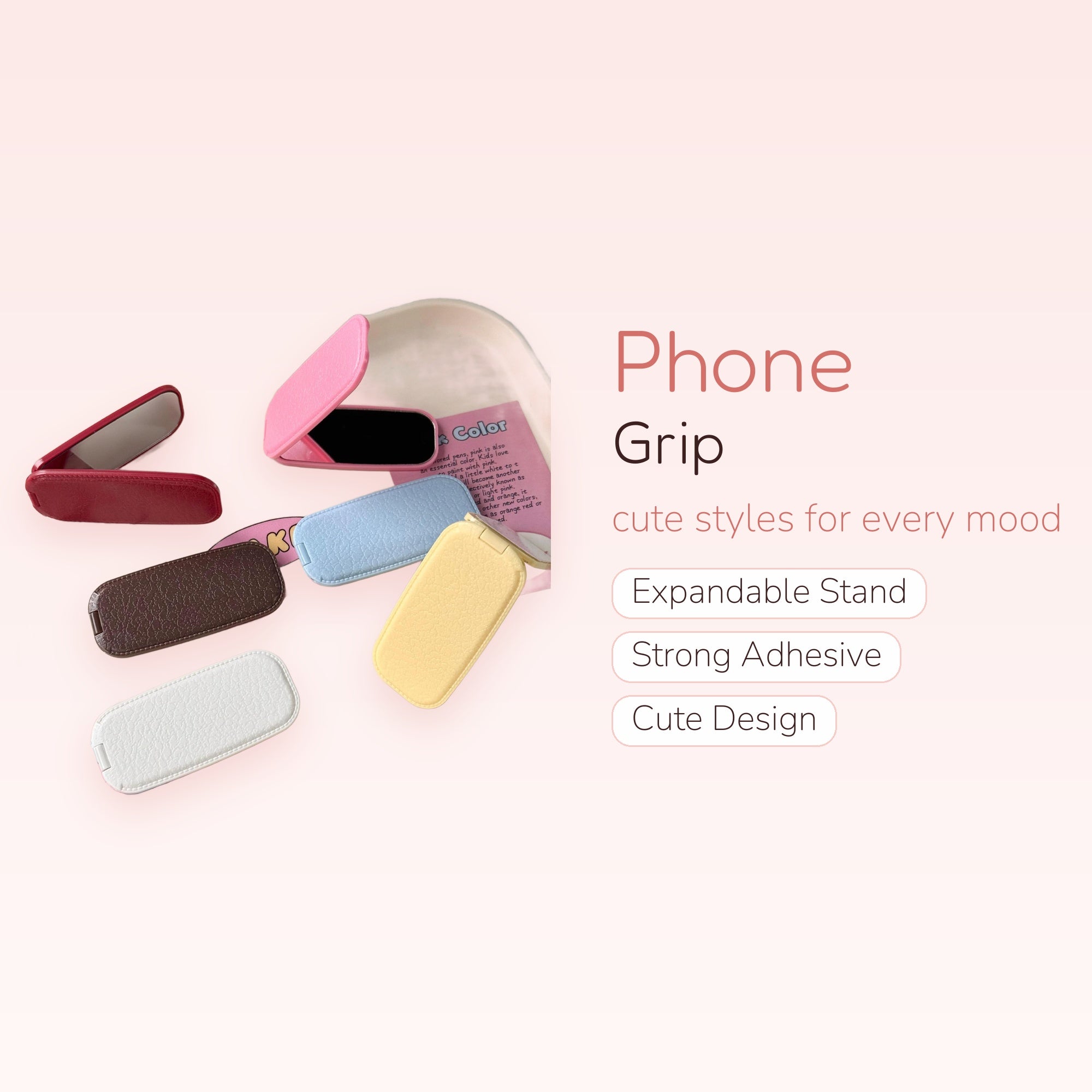 Pastel Rectangle Phone Grip | Cute Foldable Pop Socket Stand