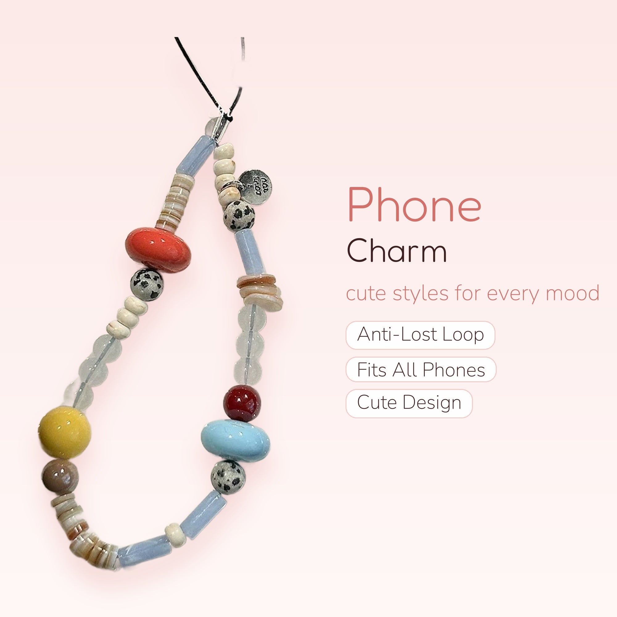 Chunky Beaded Phone Charm Strap | Colorful Y2K Aesthetic Wrist Lanyard