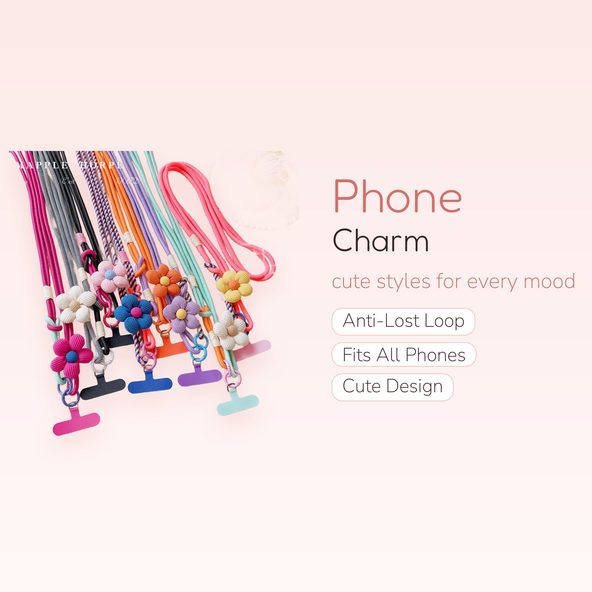 Colorful Flower Phone Lanyard | Aesthetic Crossbody Phone Strap with Charms