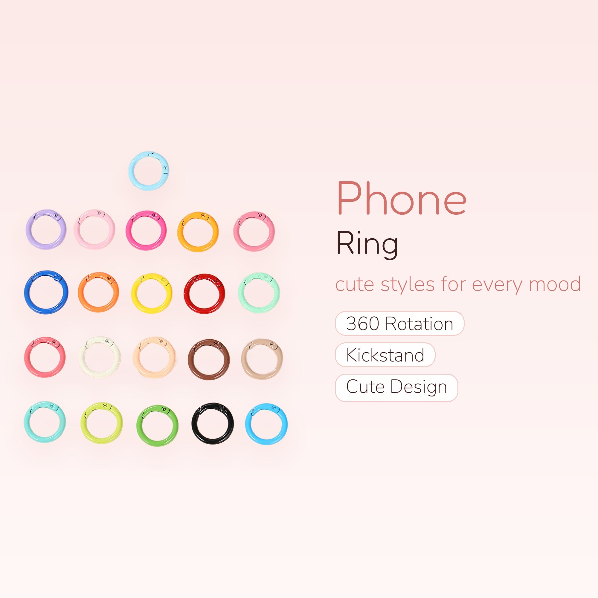 Colorful Round Metal Phone Ring | Cute 360° Finger Holder Kickstand