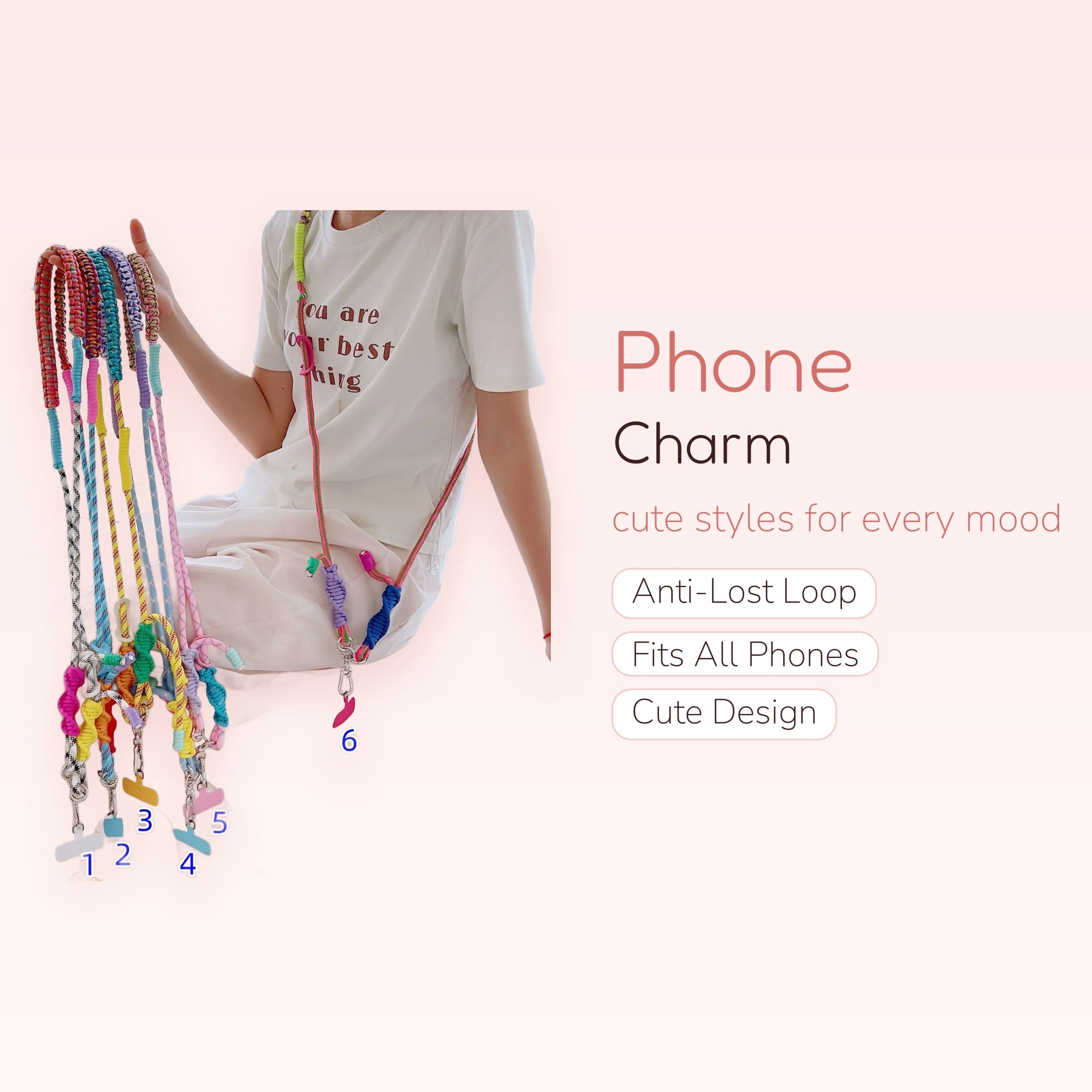 Colorful Braided Rope Phone Charm Lanyard | Aesthetic Woven Crossbody Strap