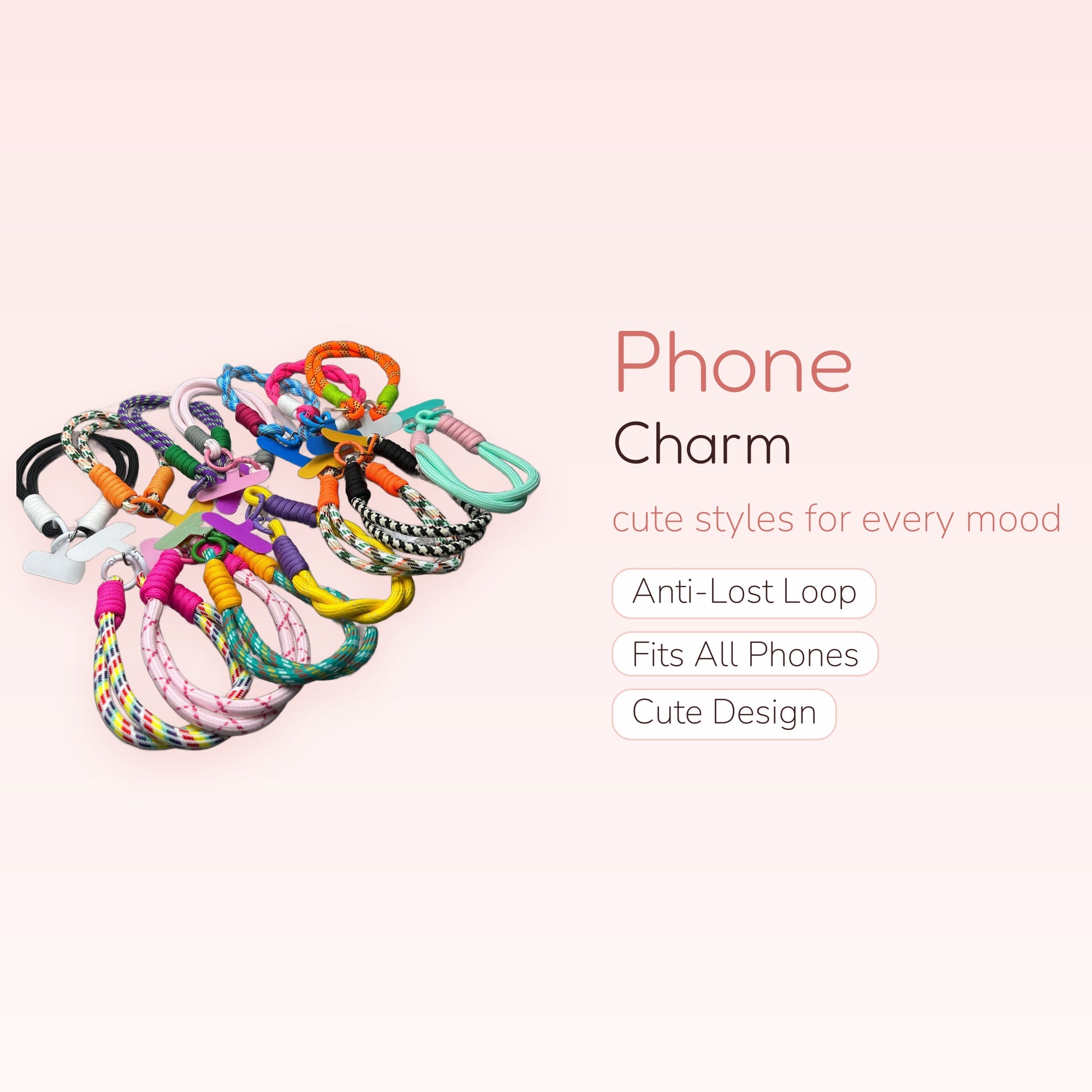 Colorful Braided Rope Phone Charm | Aesthetic Wrist Lanyard Strap