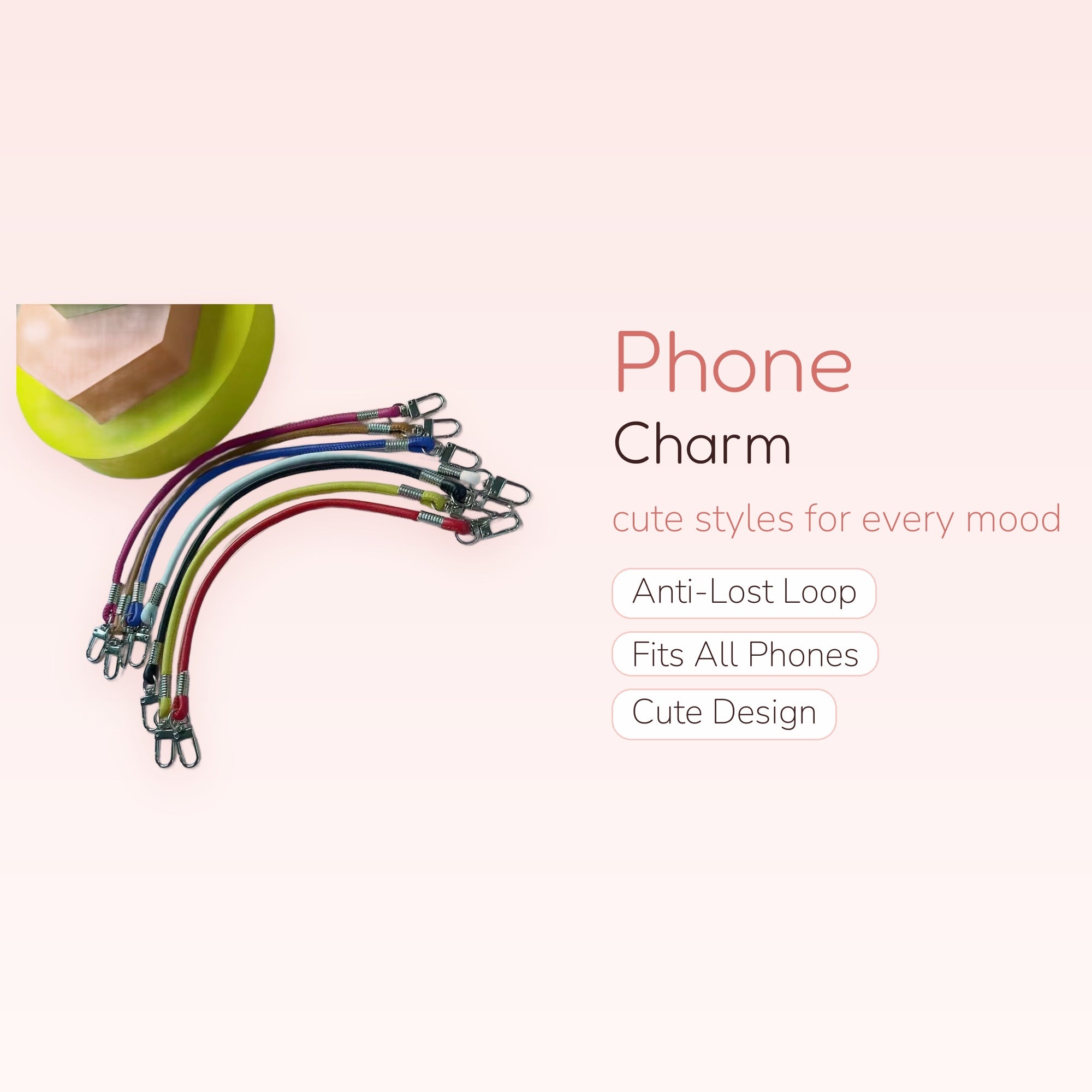 Colorful Braided Leather Phone Charm Straps | Aesthetic Wrist Lanyards with Lobster Clasps