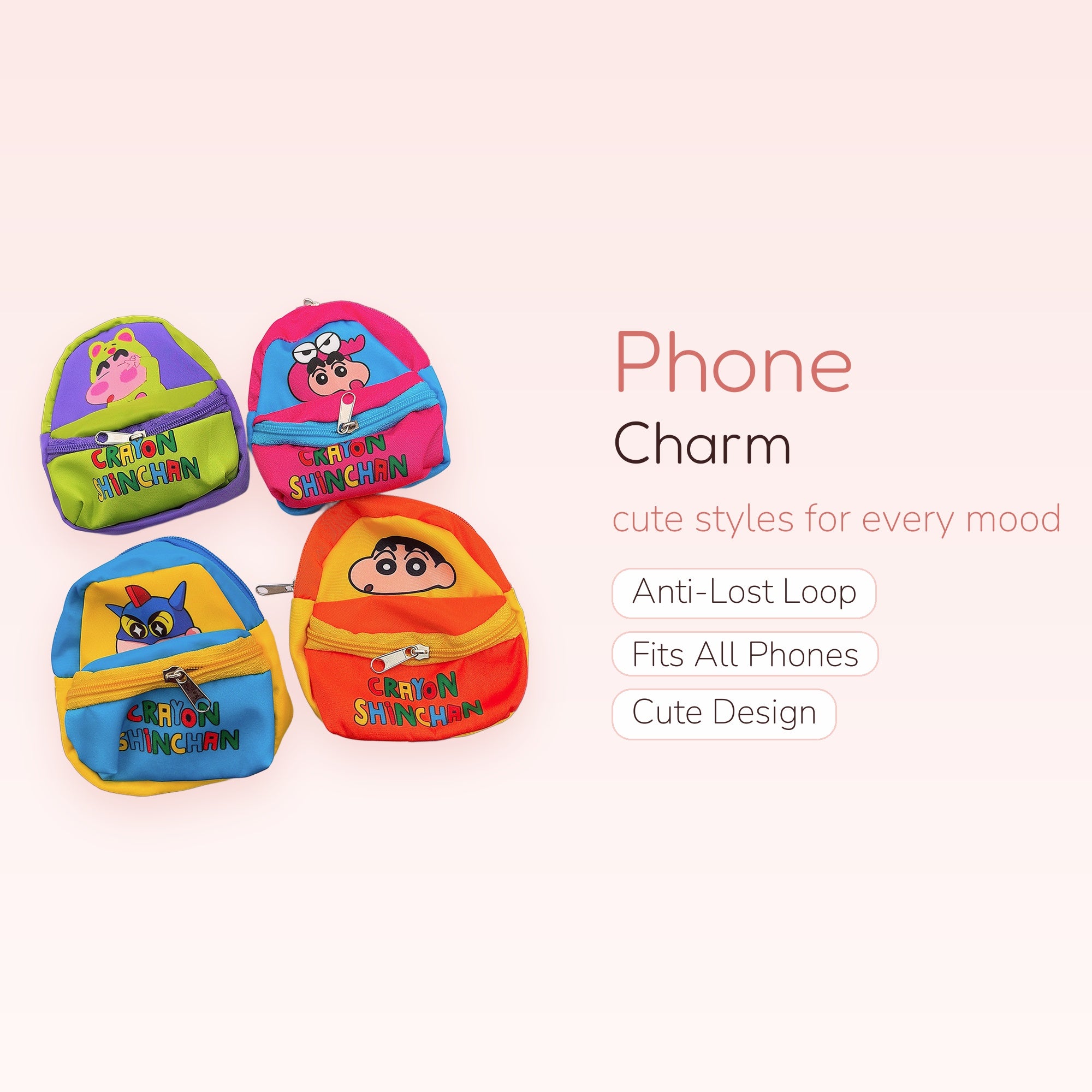 Crayon Shinchan Mini Backpack Phone Charm | Cute Anime Coin Purse Keychain