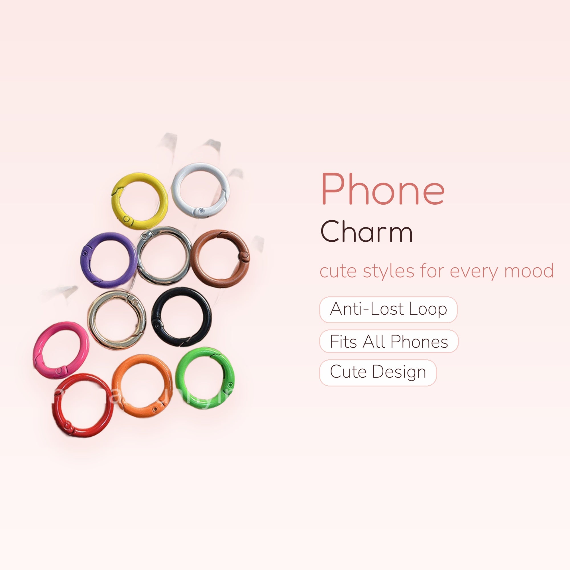 Colorful Round Spring Gate O-Ring Clasps | Aesthetic Keychain Bag Charms