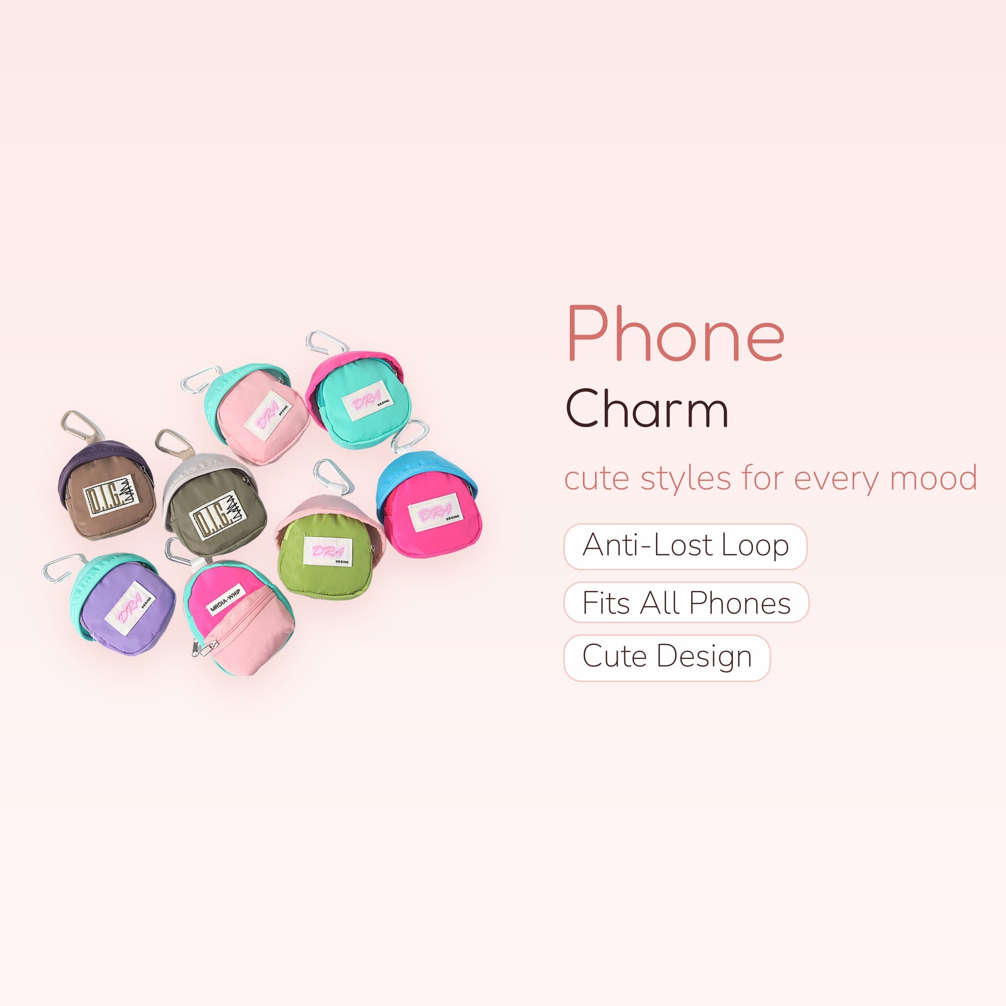 Mini Backpack Coin Purse Phone Charm | Cute Keychain Bag Accessory